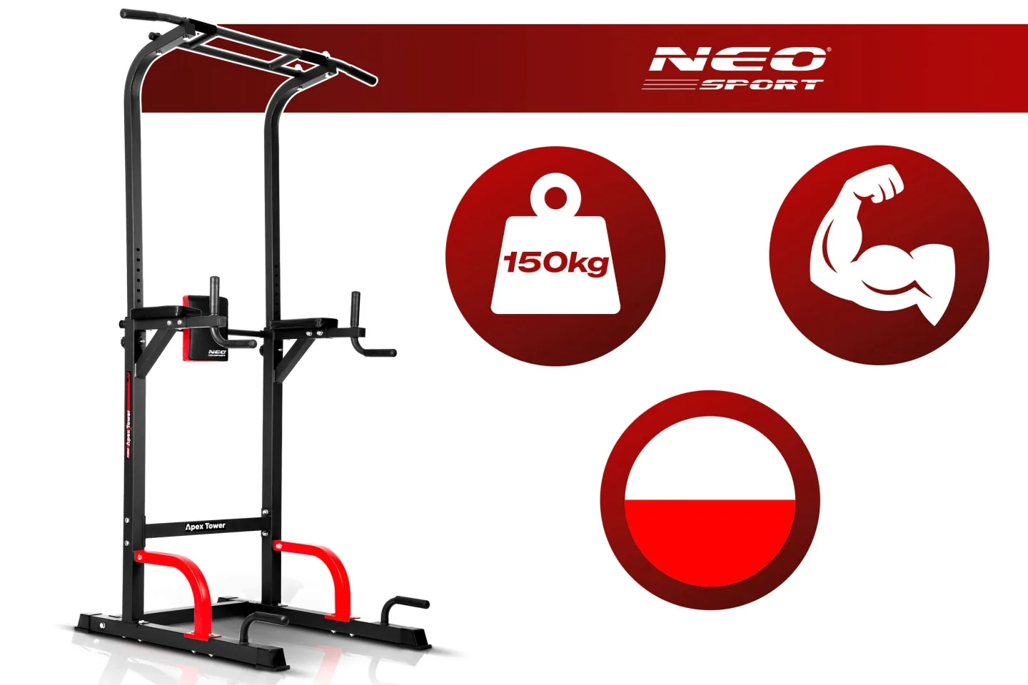 Samostatná hrazda na zhyby a dipy, stabilná, nosnosť 150 kg, Neo-Sport 130200