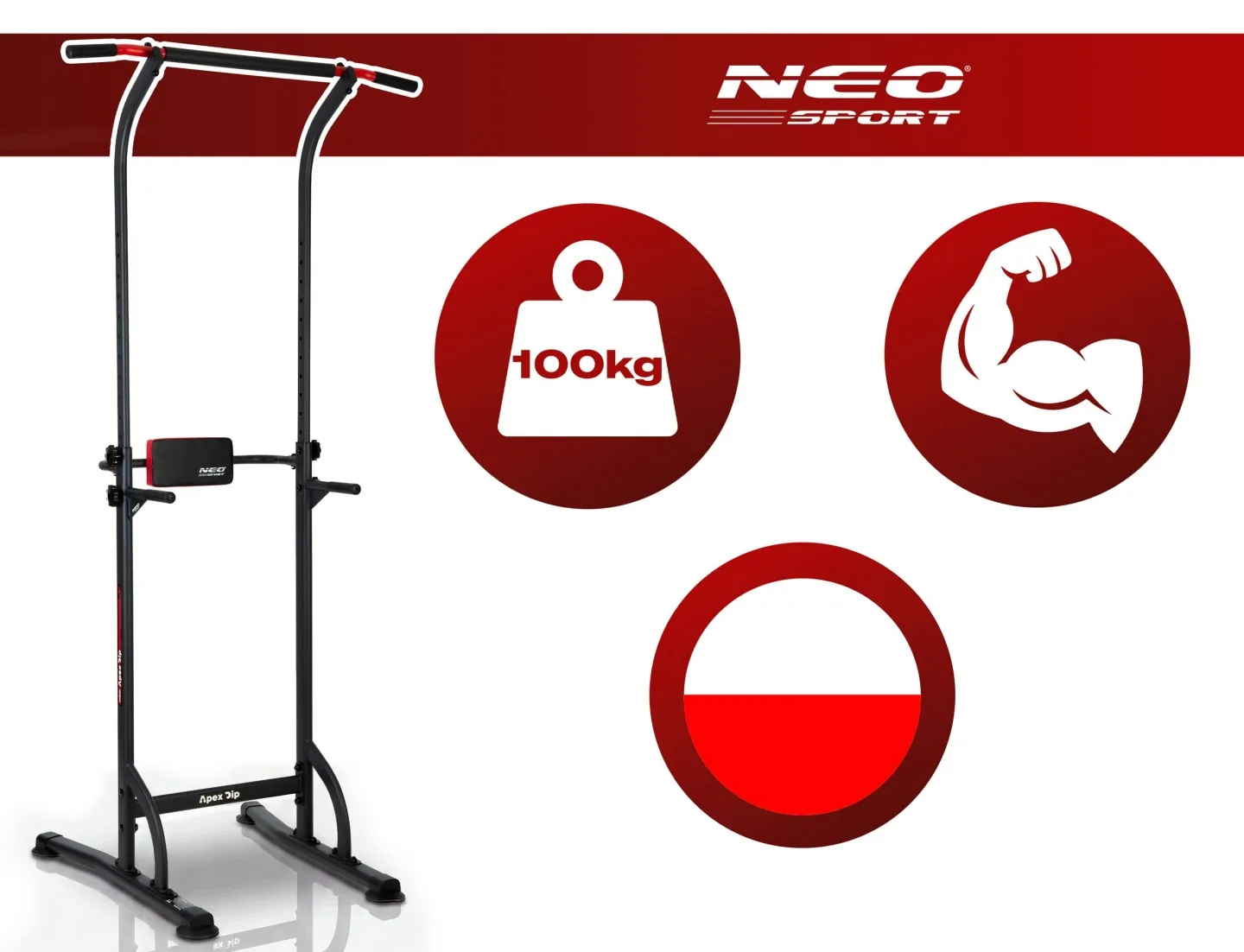Voľne stojaca hrazda na príťahy, stabilná, nosnosť 100 kg Neo-Sport 130300