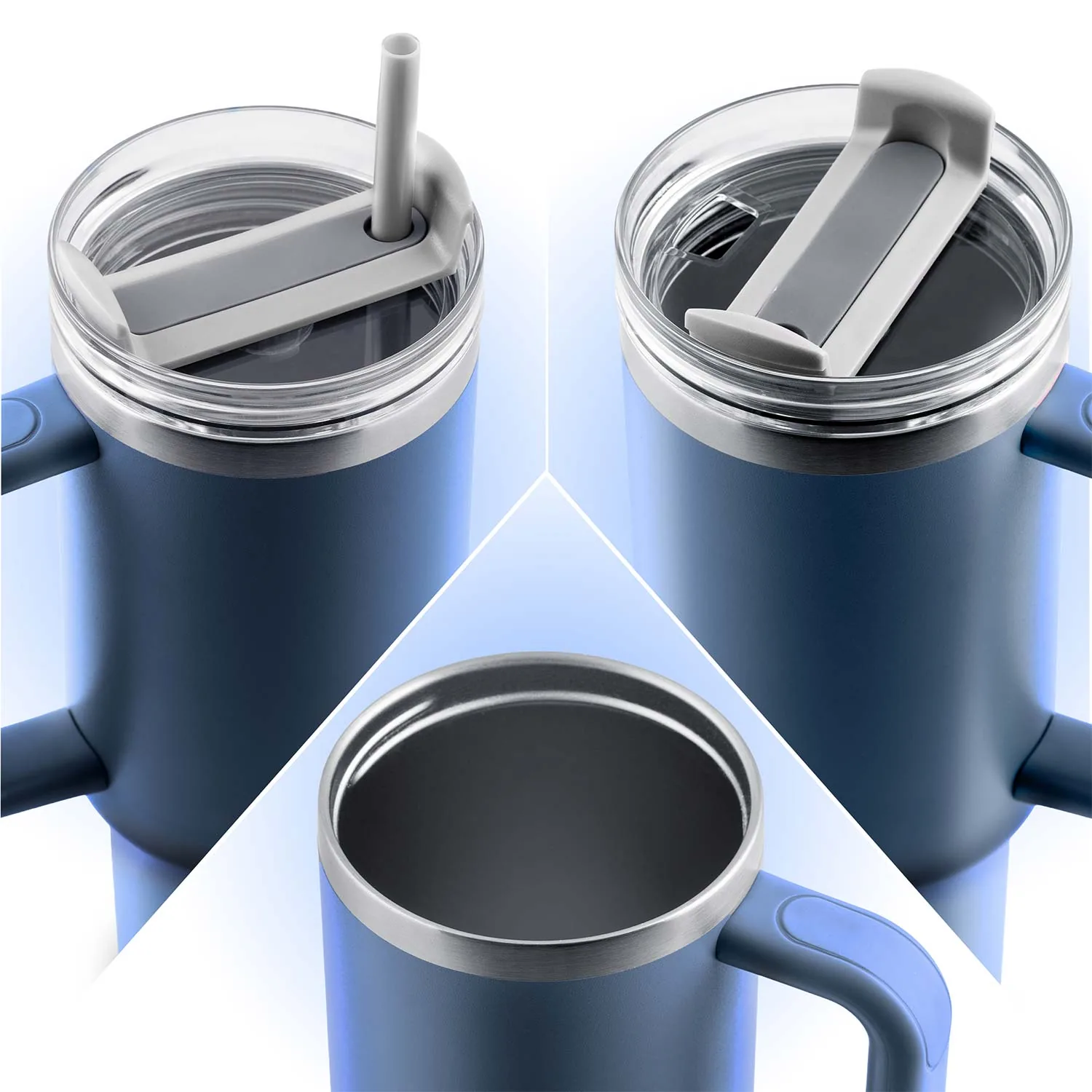 Detail produktu 5: Vákuový termohrnček so súpravou slamiek 1180 ml Berdsen tmavomodrý