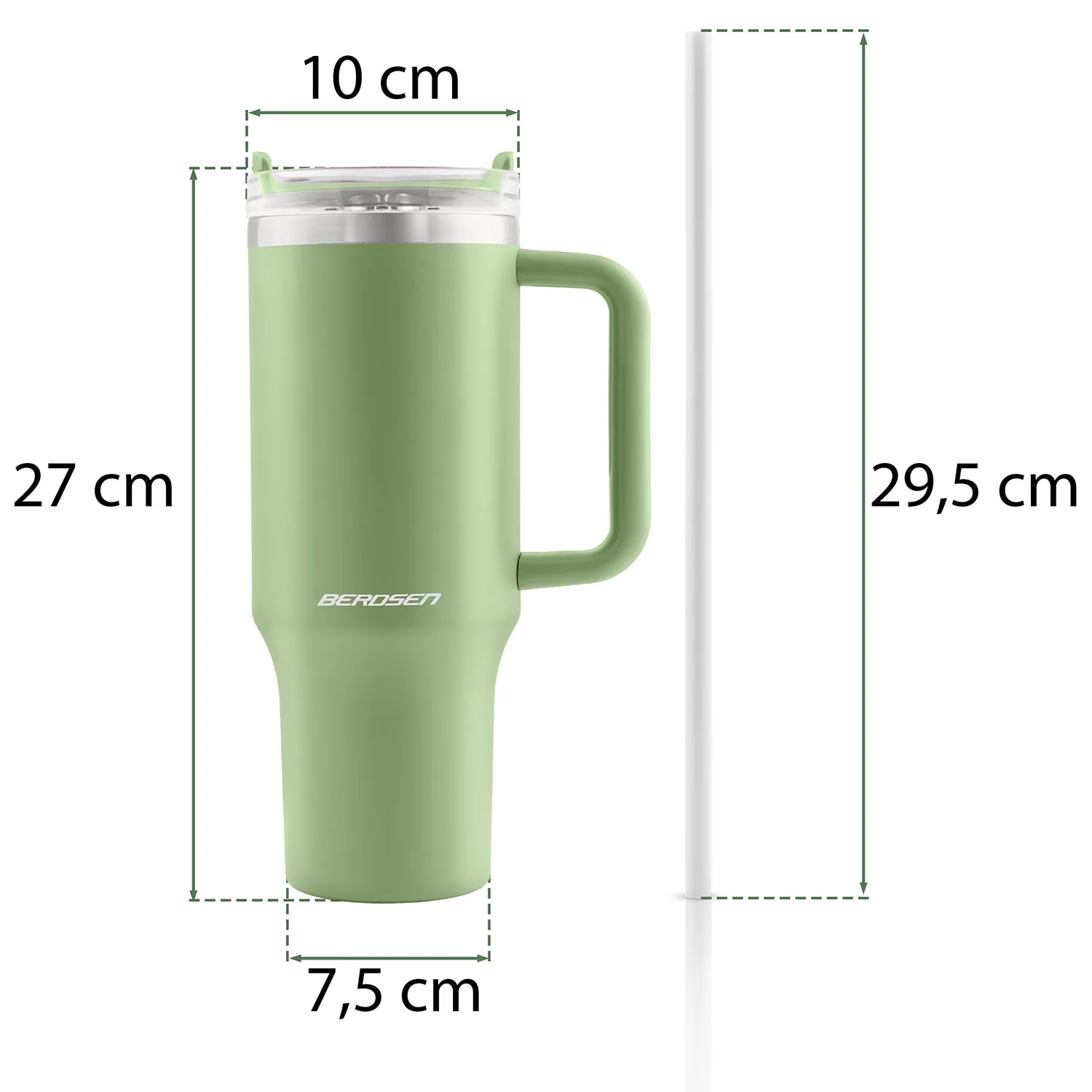 Detail produktu 12: Vákuový termohrnček so slamkou 1180 ml Berdsen zelený