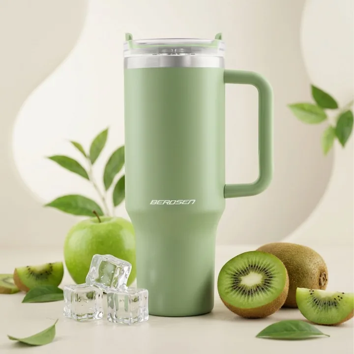 Vákuový termohrnček so slamkou 1180 ml Berdsen zelený