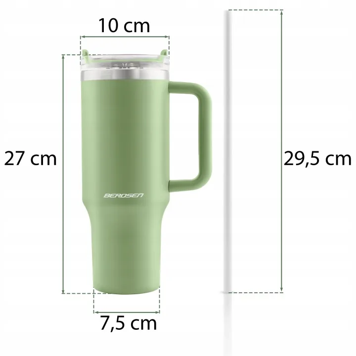 Detail produktu 10: Vákuový termohrnček so slamkou 1180 ml Berdsen zelený