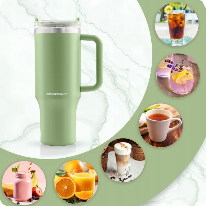Detail produktu 7: Vákuový termohrnček so slamkou 1180 ml Berdsen zelený