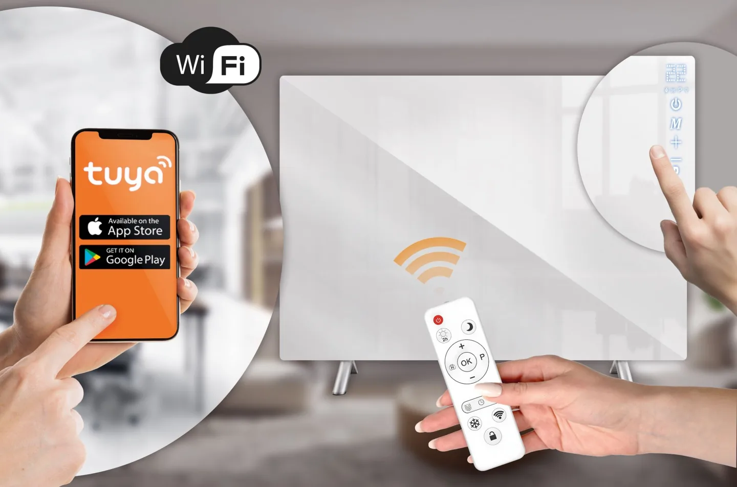 Detail produktu 3: Infračervený panelový ohrievač 600 W Berdsen BD-984, diaľkové ovládanie, Wi-Fi aplikácia
