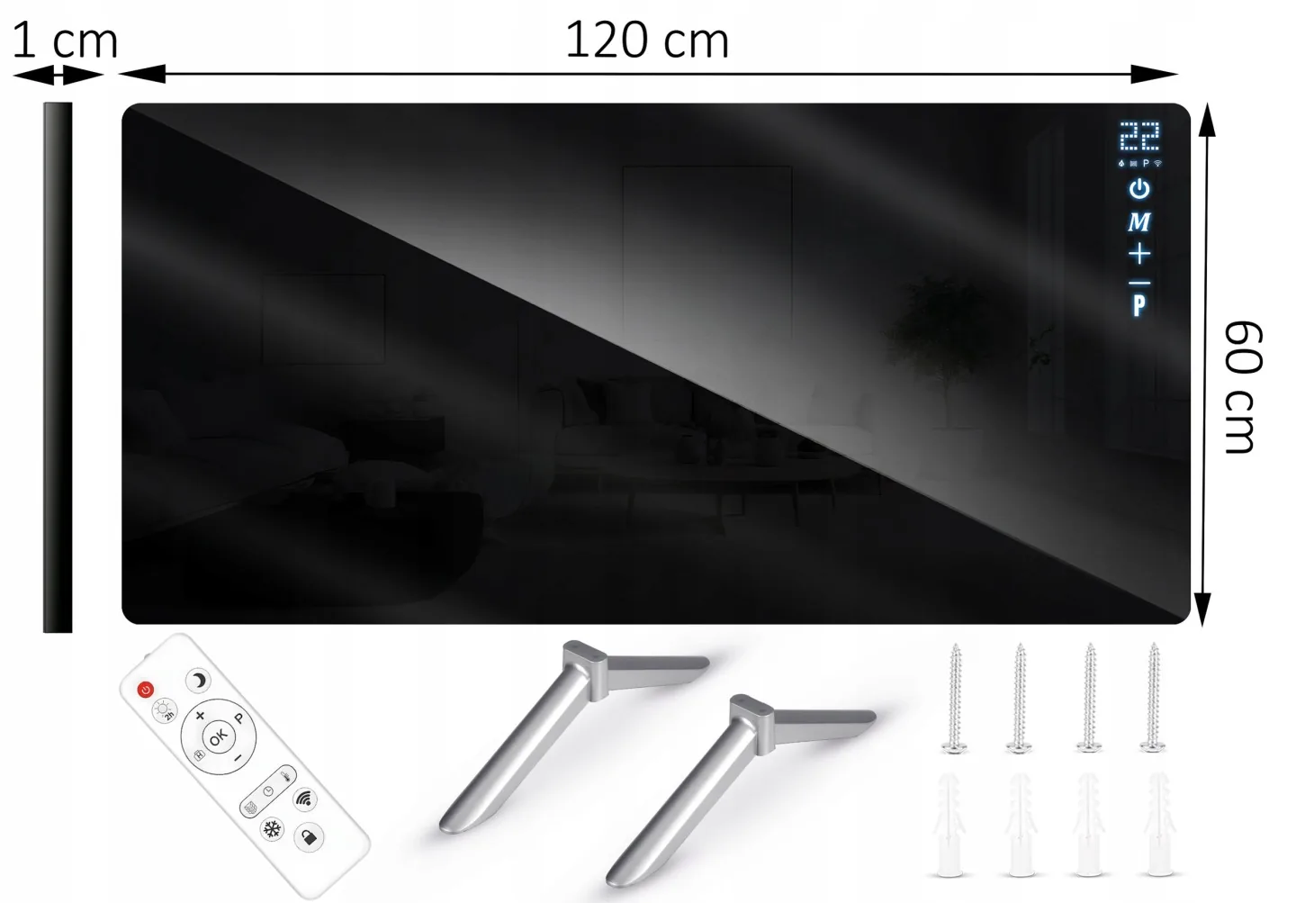 Detail produktu 23: Infračervený ohrievač, sálavý infražiarič 720 W Berdsen BD-985, diaľkové ovládanie, Wi‑Fi aplikácia