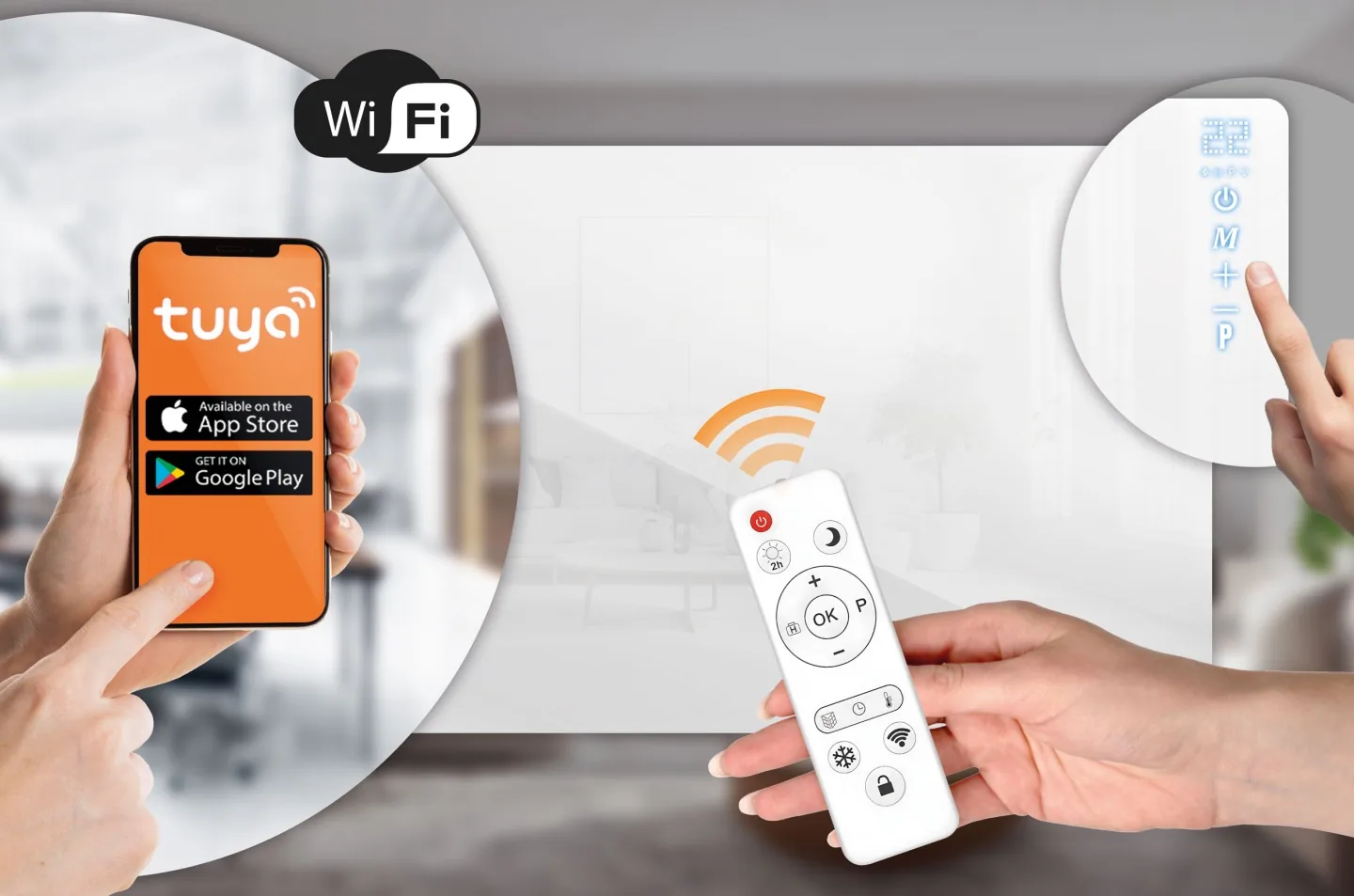 Detail produktu 3: Infračervený ohrievač, sálavý panel 720 W Berdsen BD-985, diaľkový ovládač, WiFi aplikácia