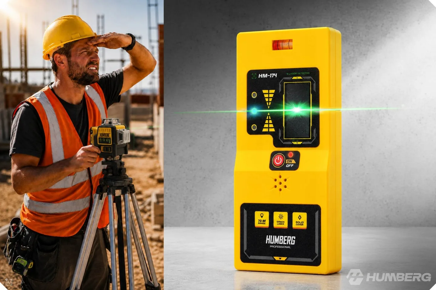 Detail produktu 3: Prijímač, vyhľadávač a detektor laserového lúča pre krížový laser Humberg HM-174