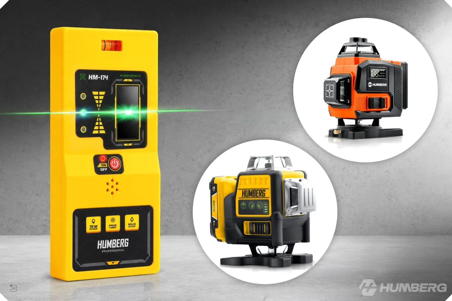Detail produktu 5: Prijímač, vyhľadávač a detektor laserového lúča pre krížový laser Humberg HM-174