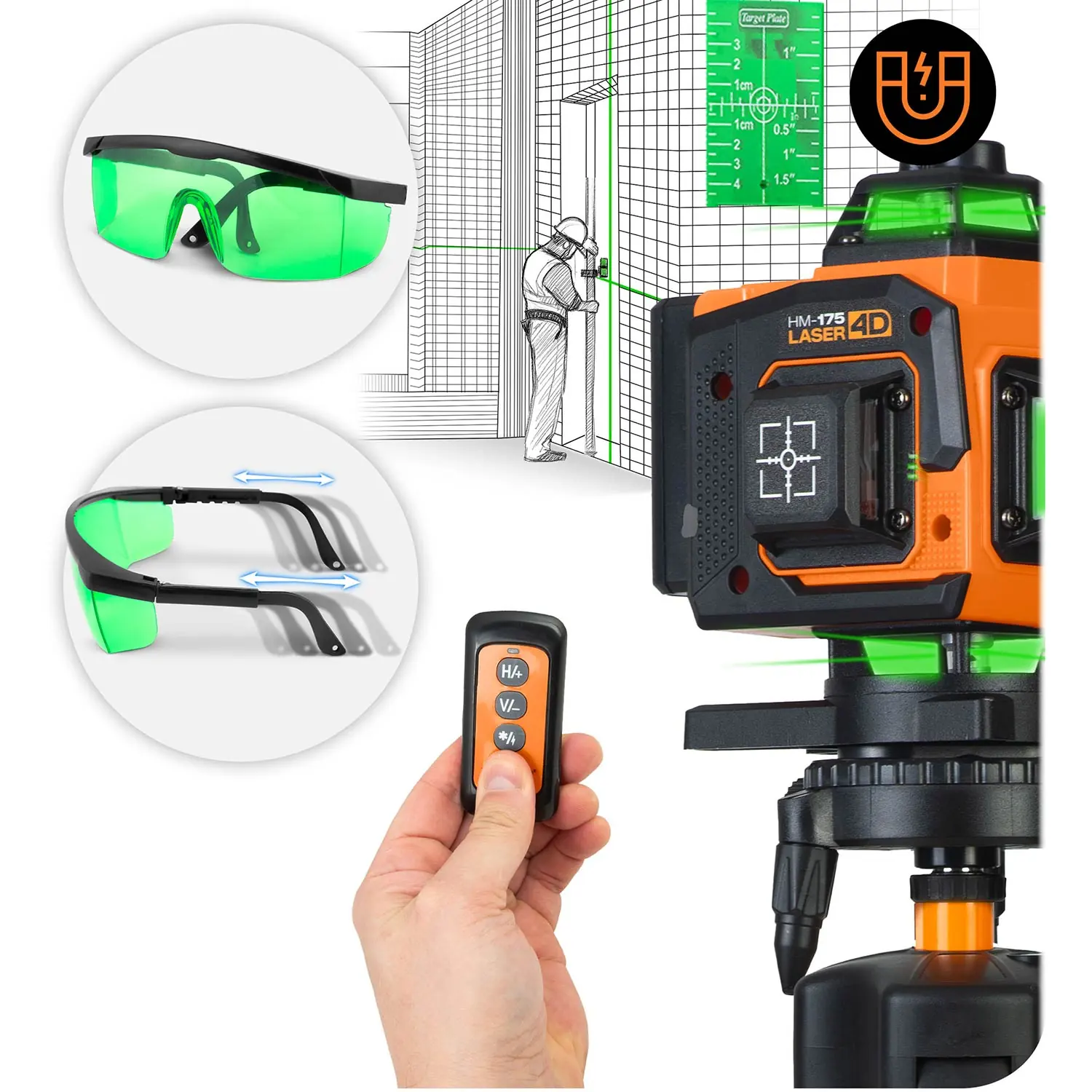 Detail produktu 5: Krížový laserový nivelátor v kufríku + príslušenstvo Humberg HM-175