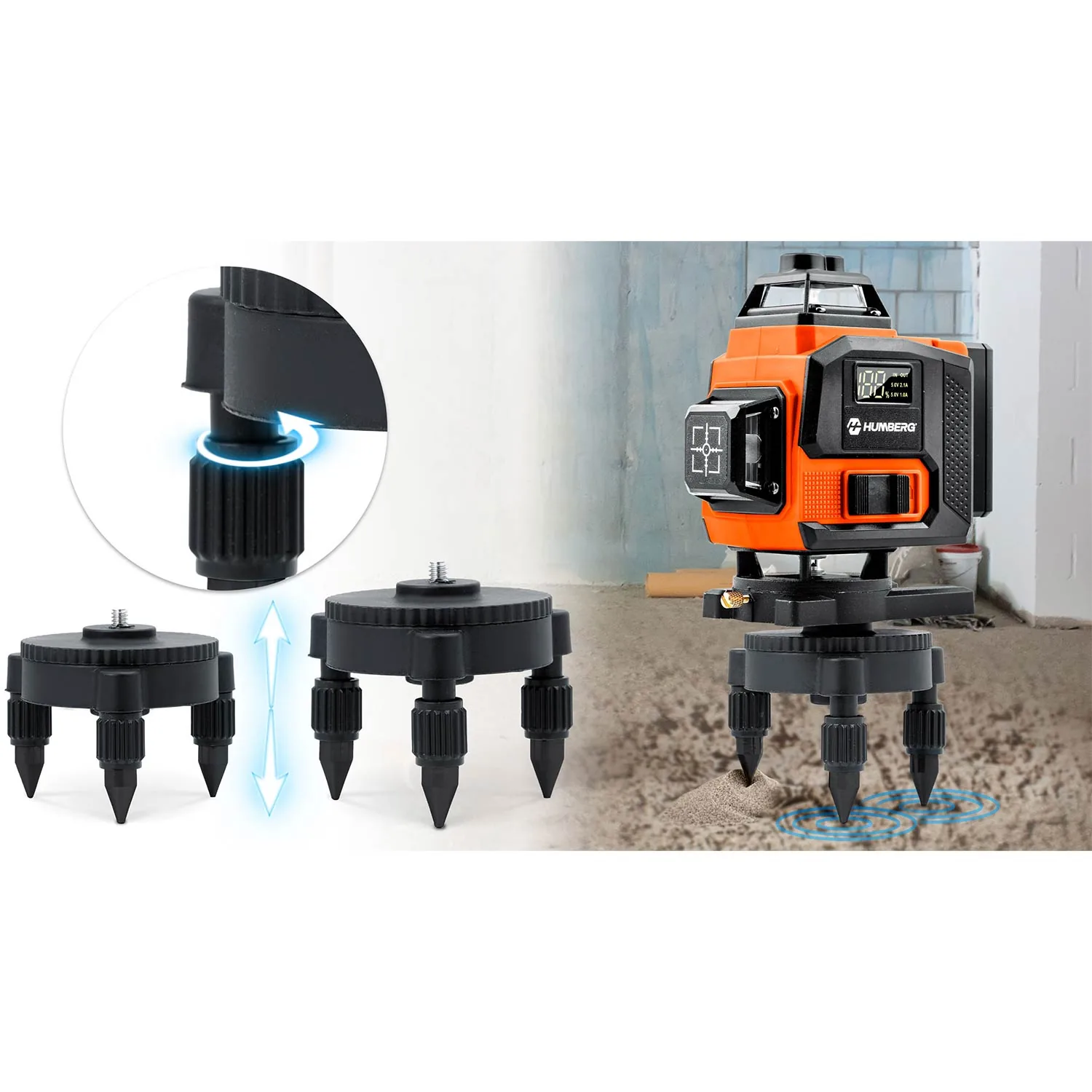 Detail produktu 6: Krížový laserový nivelátor v kufríku + príslušenstvo Humberg HM-175