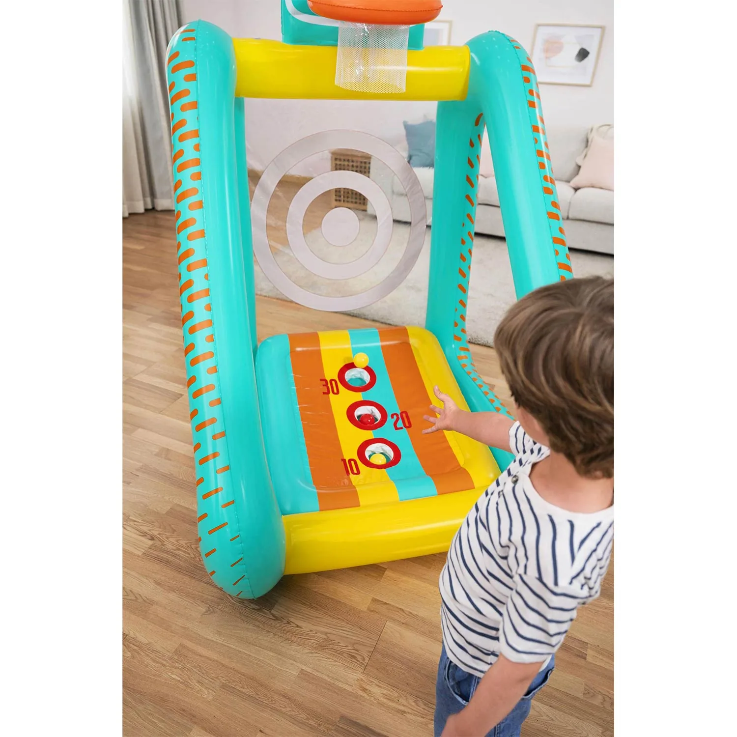 Detail produktu 11: Nafukovacia záhradná hra 3 v 1 basketbal, futbal, cieľ 127x109x178 cm Bestway 52813