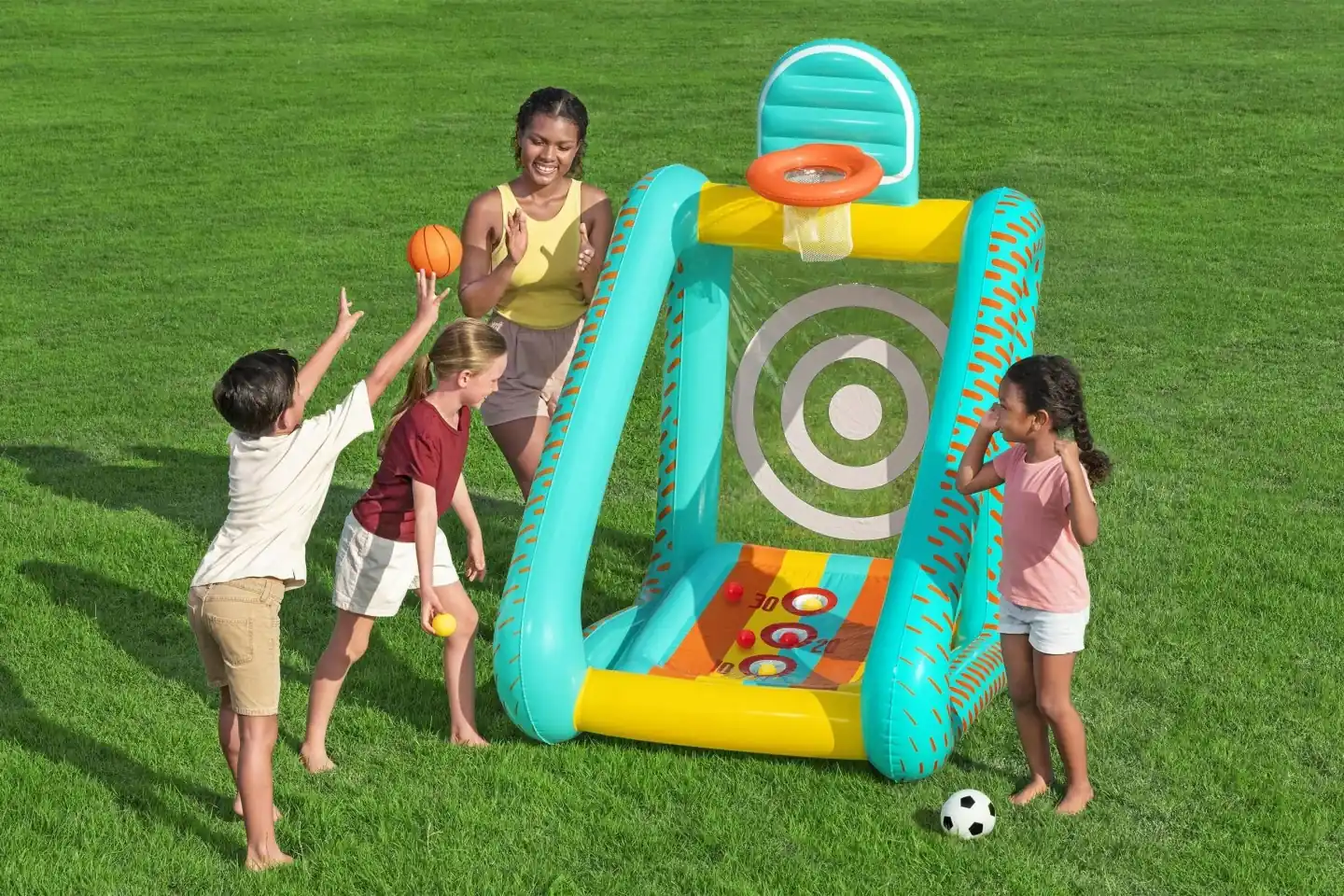 Detail produktu 6: Nafukovacia záhradná hra 3 v 1 basketbal, futbal, cieľ 127x109x178 cm Bestway 52813