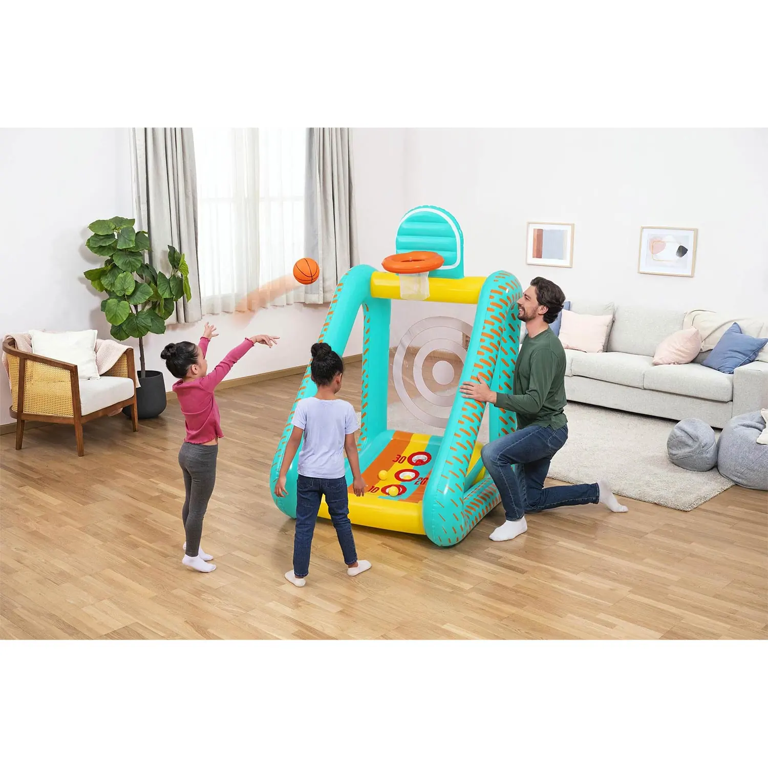 Detail produktu 8: Nafukovacia záhradná hra 3 v 1 basketbal, futbal, cieľ 127x109x178 cm Bestway 52813