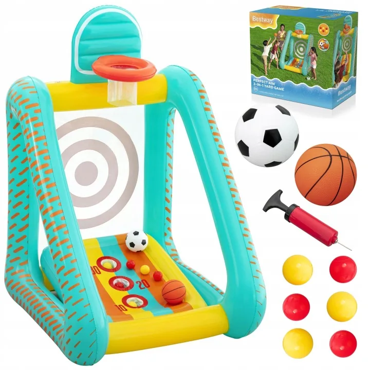 Nafukovacia záhradná hra 3 v 1 basketbal, futbal, cieľ 127x109x178 cm Bestway 52813