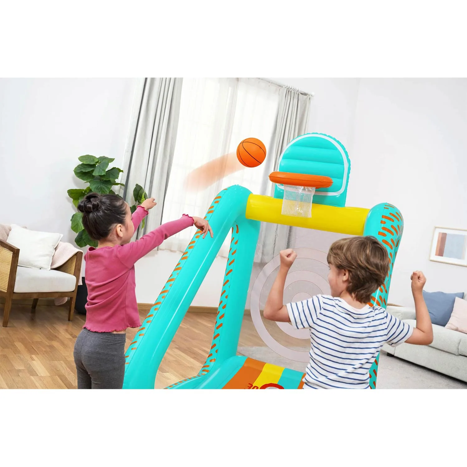 Detail produktu 12: Nafukovacia záhradná hra 3 v 1 basketbal, futbal, cieľ 127x109x178 cm Bestway 52813