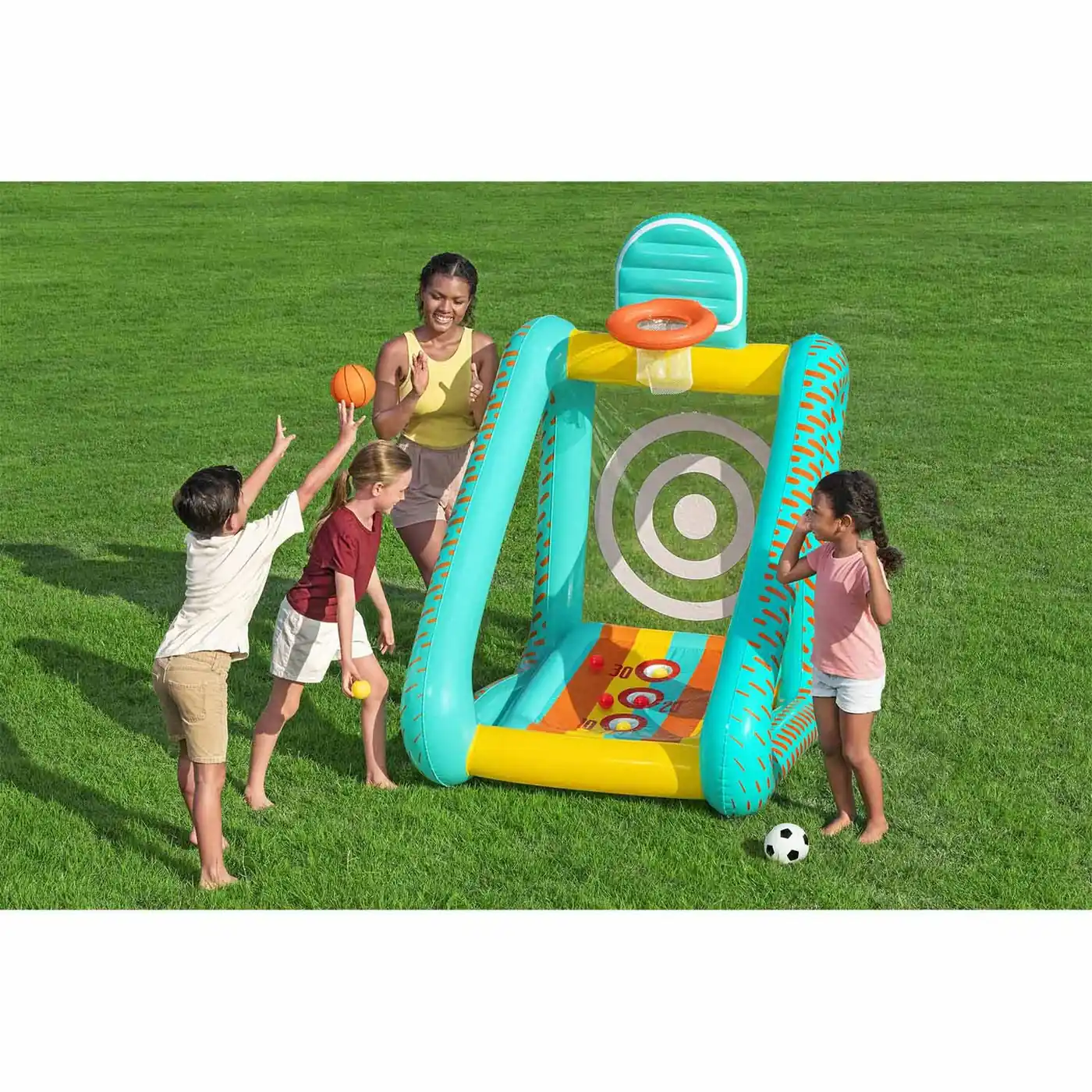 Detail produktu 3: Nafukovacia záhradná hra 3 v 1 basketbal, futbal, cieľ 127x109x178 cm Bestway 52813