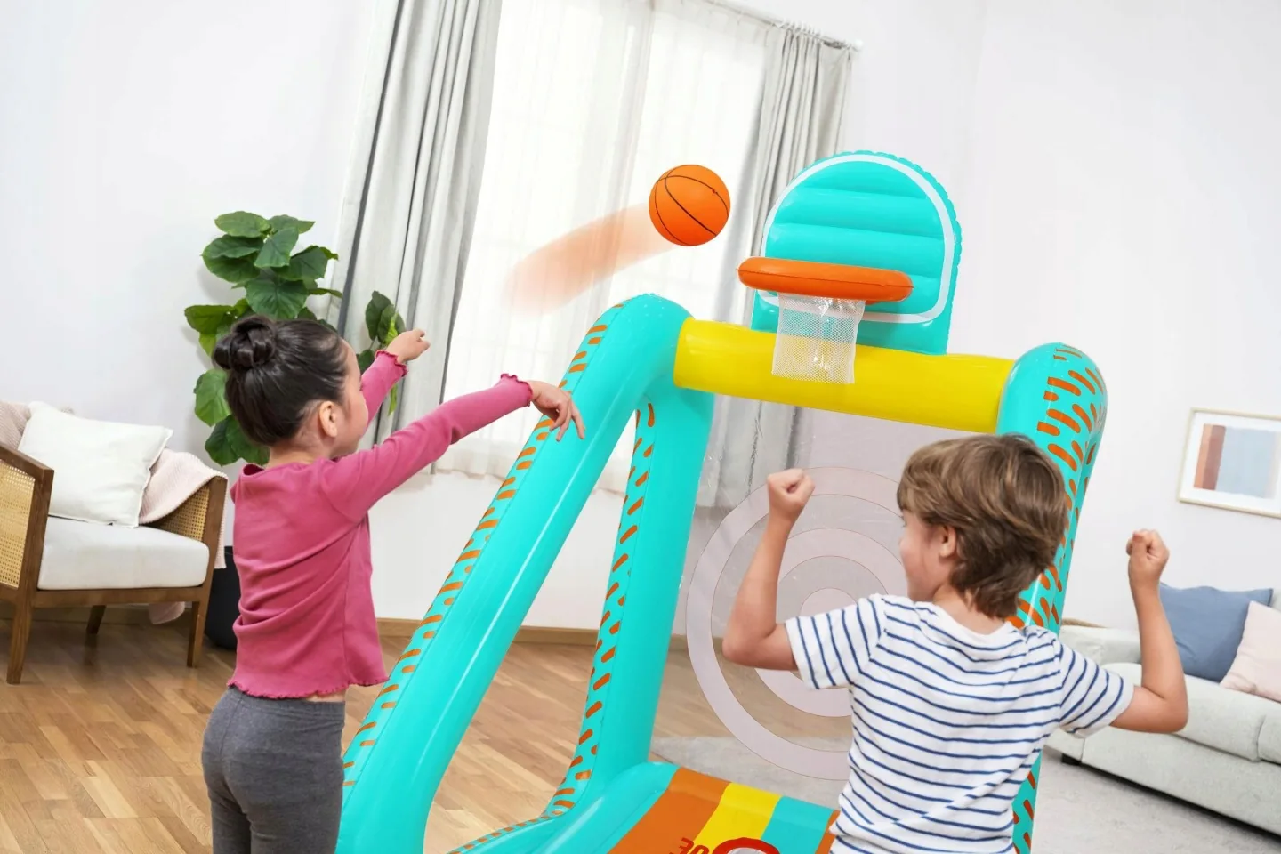 Detail produktu 9: Nafukovacia záhradná hra 3 v 1 basketbal, futbal, cieľ 127x109x178 cm Bestway 52813