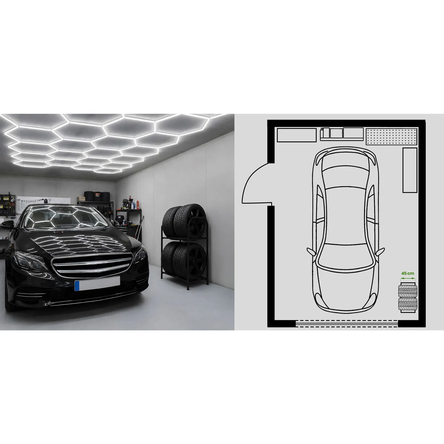 Detail produktu 5: Regálový stojan na pneumatiky a kolesá, kovová polica na 4 pneumatiky Humberg HM-388