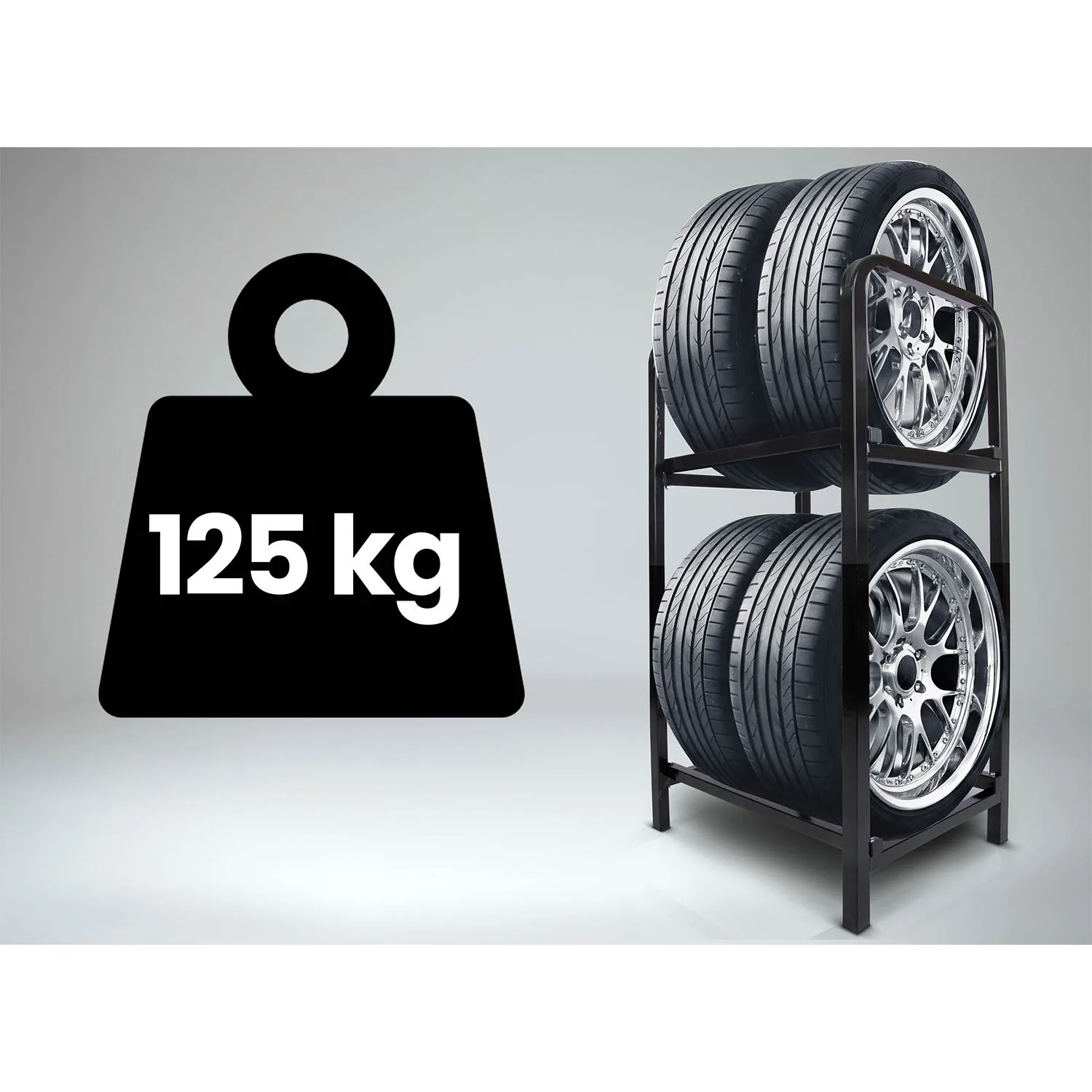 Detail produktu 2: Regálový stojan na pneumatiky a kolesá, kovová polica na 4 pneumatiky Humberg HM-388