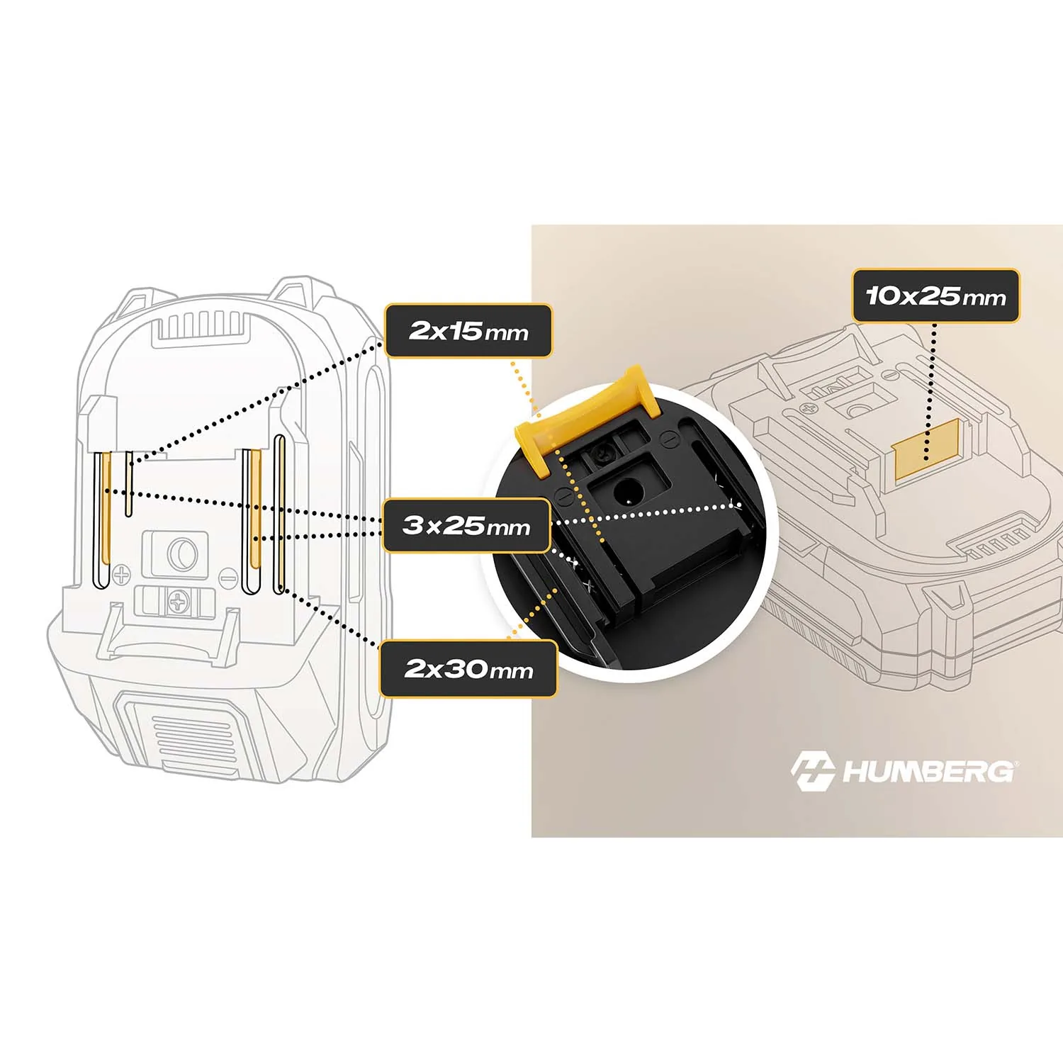 Detail produktu 9: Akumulátor 21 V 2 Ah do elektrického náradia Humberg Li-Ion 5 článkov HM-433
