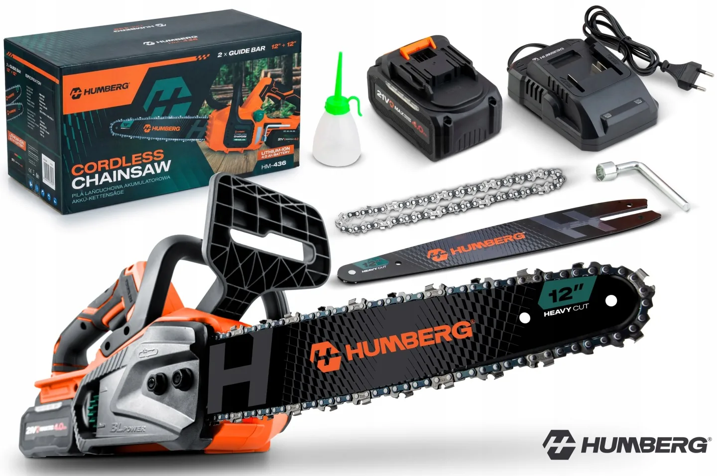 Reťazová píla 12" akumulátorová píla na drevo Humberg HM-436