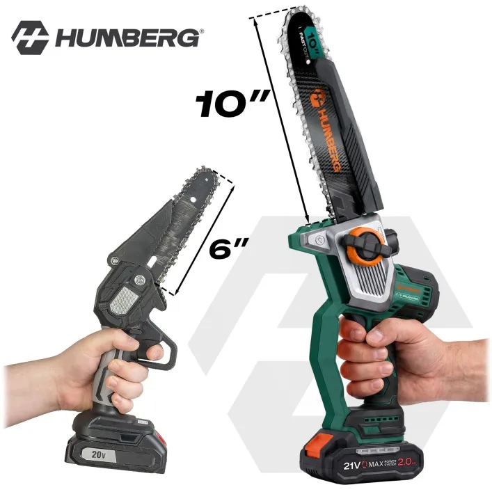 Detail produktu 7: Akumulátorová reťazová píla 2x2,0 Ah PRO na konáre 10" 8" píla Humberg HM-437