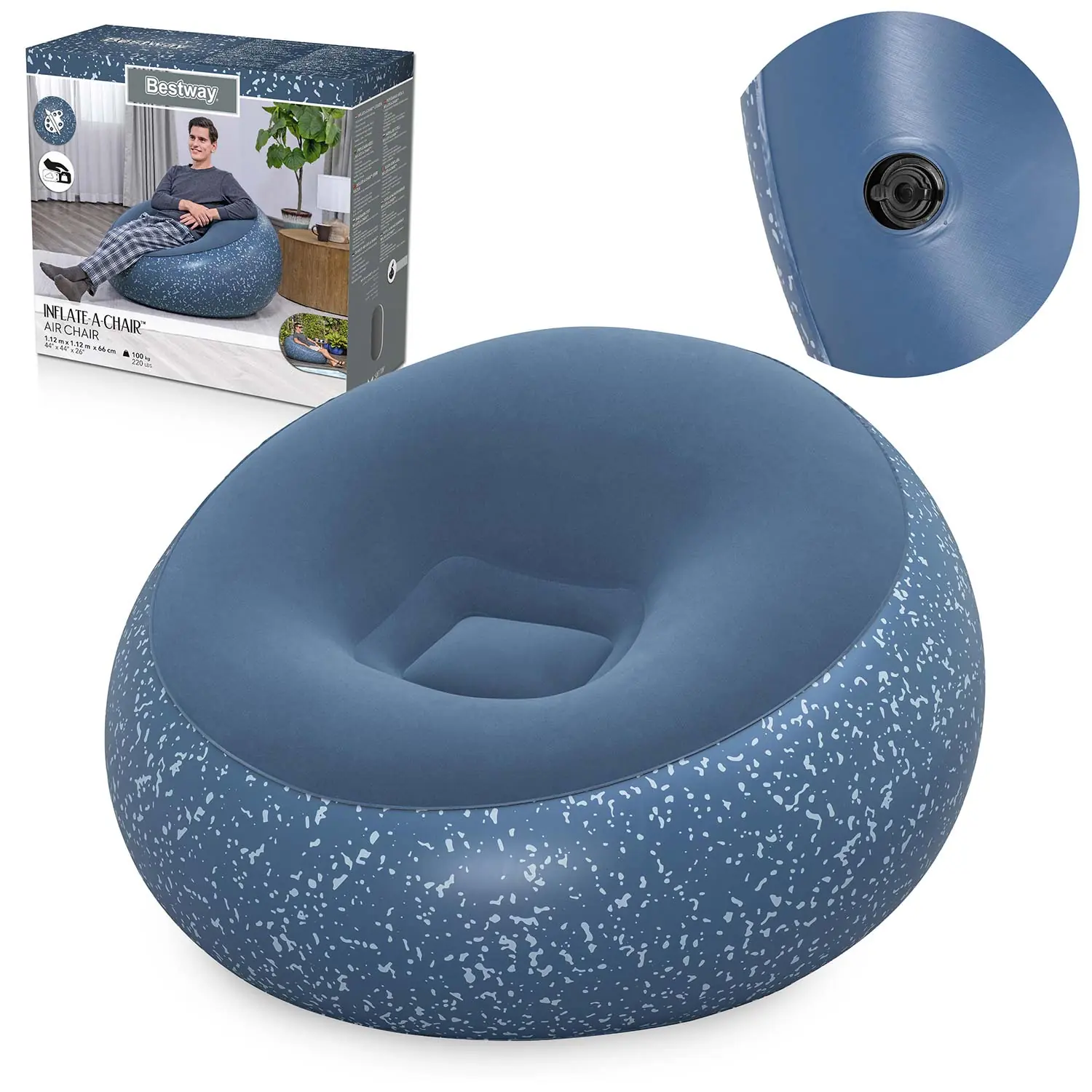 Nafukovacie kreslo, nafukovacia pufa, sedací vak 112x112 cm Bestway 75154