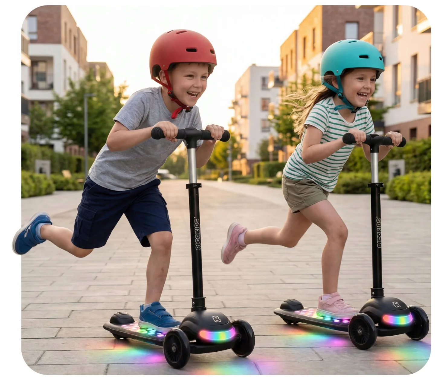 Detail produktu 12: Detská 3-kolesová balančná kolobežka s LED svetlami Ricokids Glowi – čierna