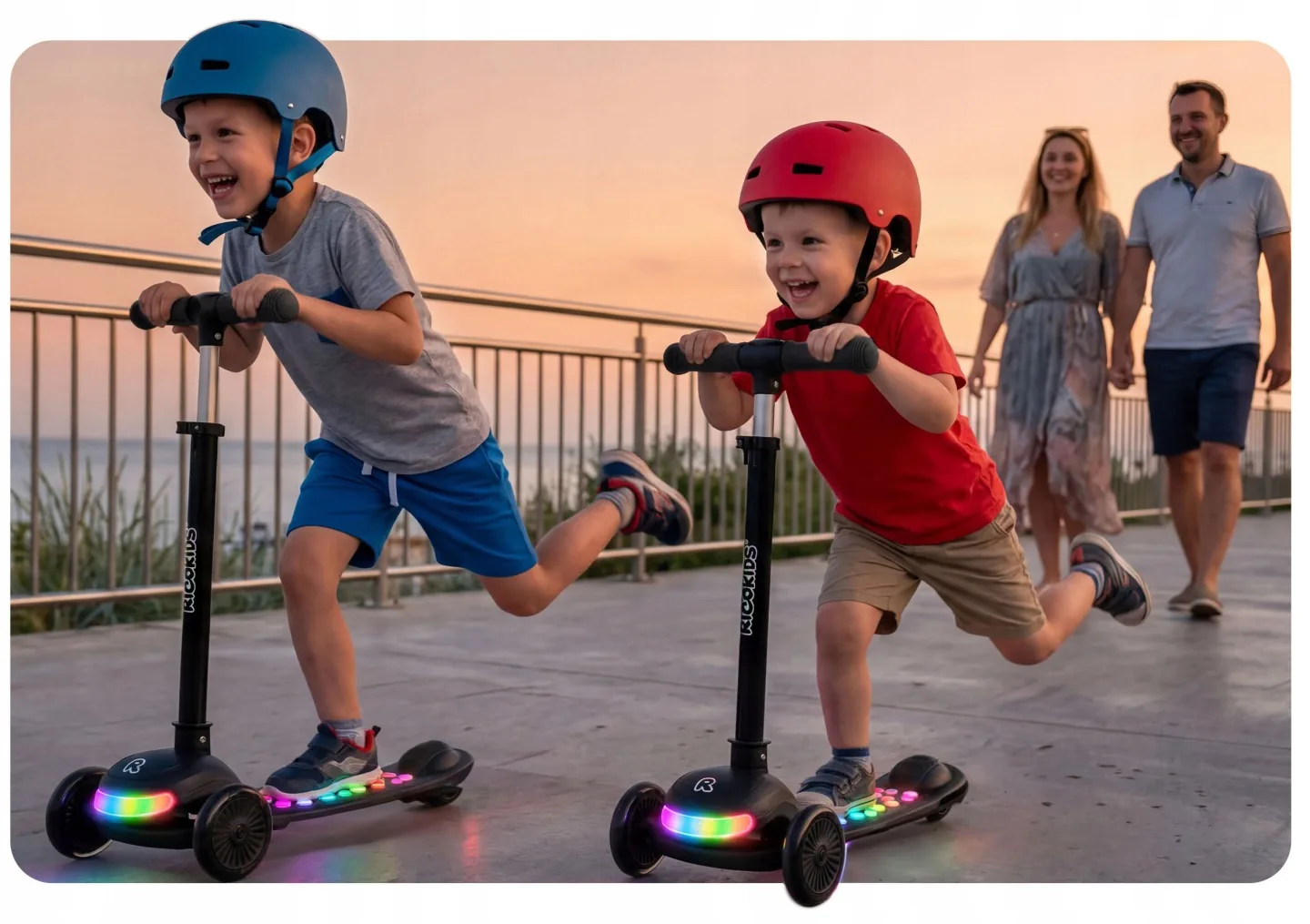 Detail produktu 14: Detská 3-kolesová balančná kolobežka s LED svetlami Ricokids Glowi – čierna
