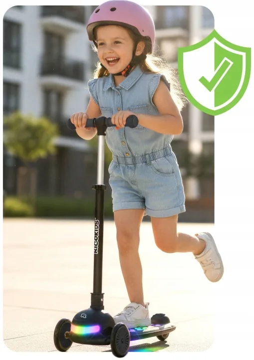 Detail produktu 5: Detská 3-kolesová balančná kolobežka s LED svetlami Ricokids Glowi – čierna