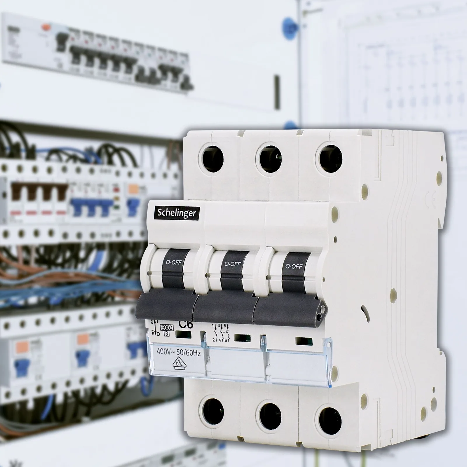 Trojpólový modulový istič Schelinger C 16A 6 kA BM-A02-G8-3P-C16