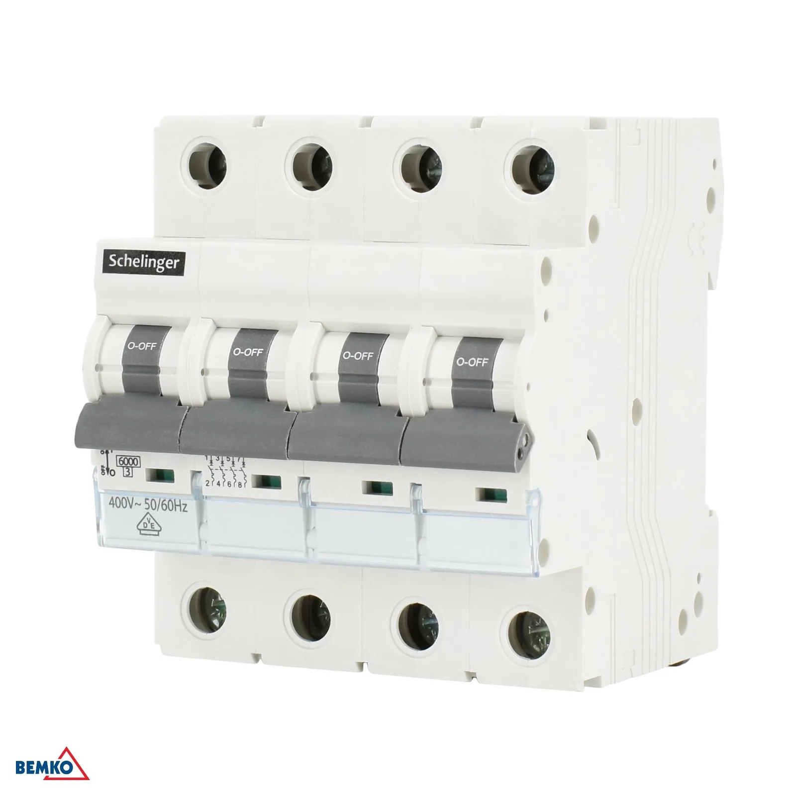 Modulový štvorpólový istič 6A, charakteristika B, 6KA, Schelinger BM-A02-G8-4P-B06