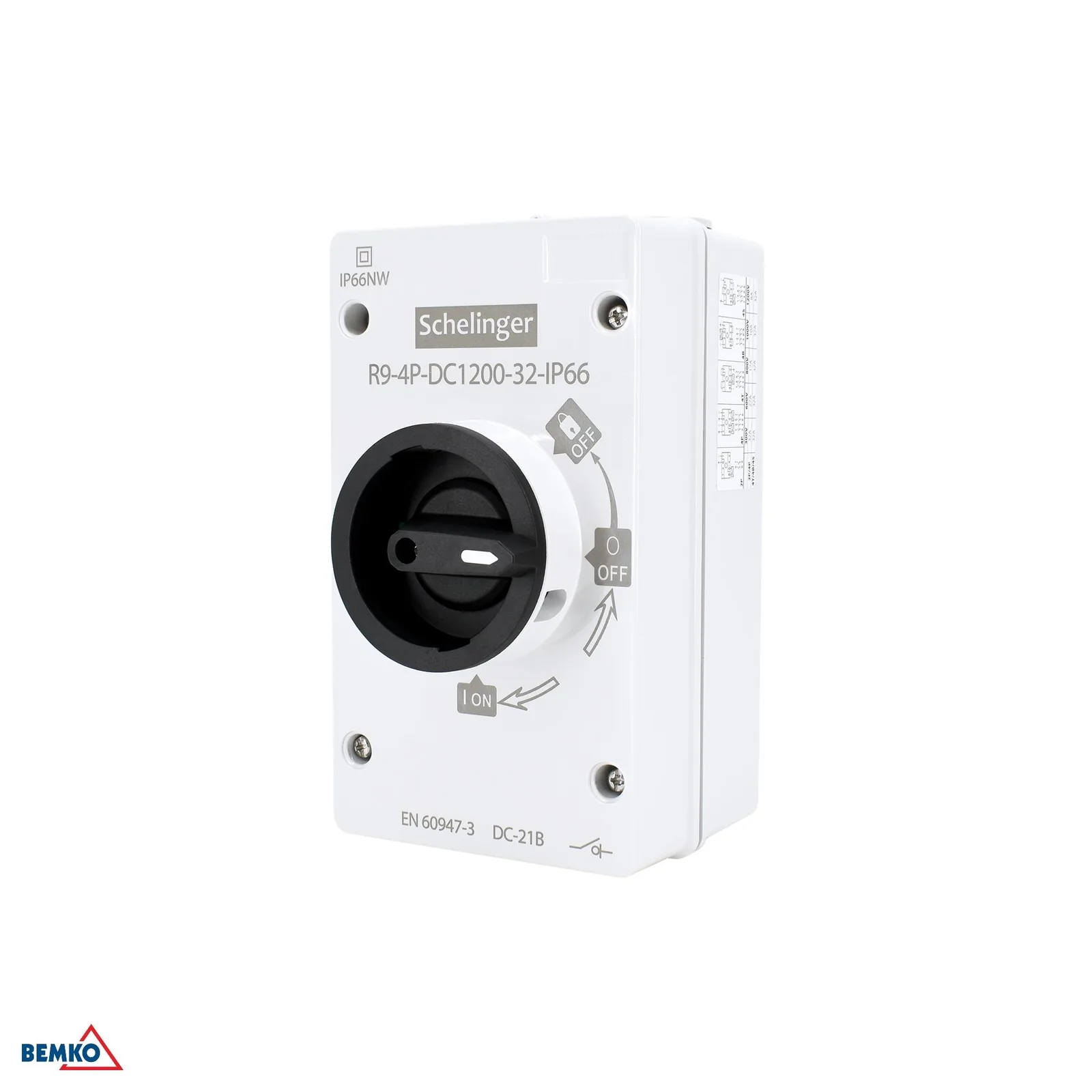 Schelinger fotovoltaický odpínač 4P 1200 V DC 32 A IP66 BM-A11-R9-4P-DC1200-32-IP66
