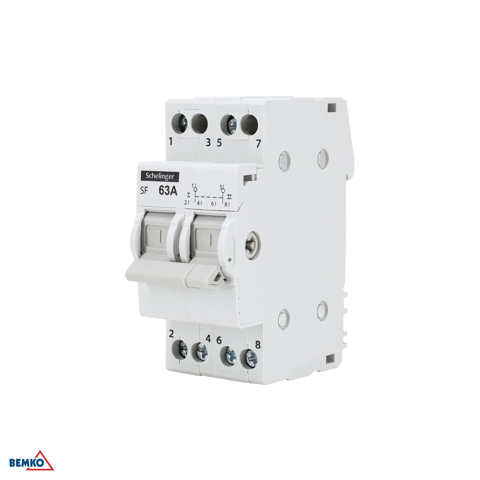 Schelinger modulový prepínač I-0-II 2P 63 A na DIN lištu BM-A11-SF-2P-063