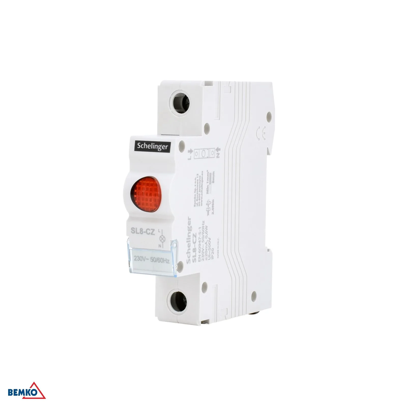 LED signalizačná kontrolka červená na DIN lištu 230 V Schelinger BM-A15-SL8-CZ
