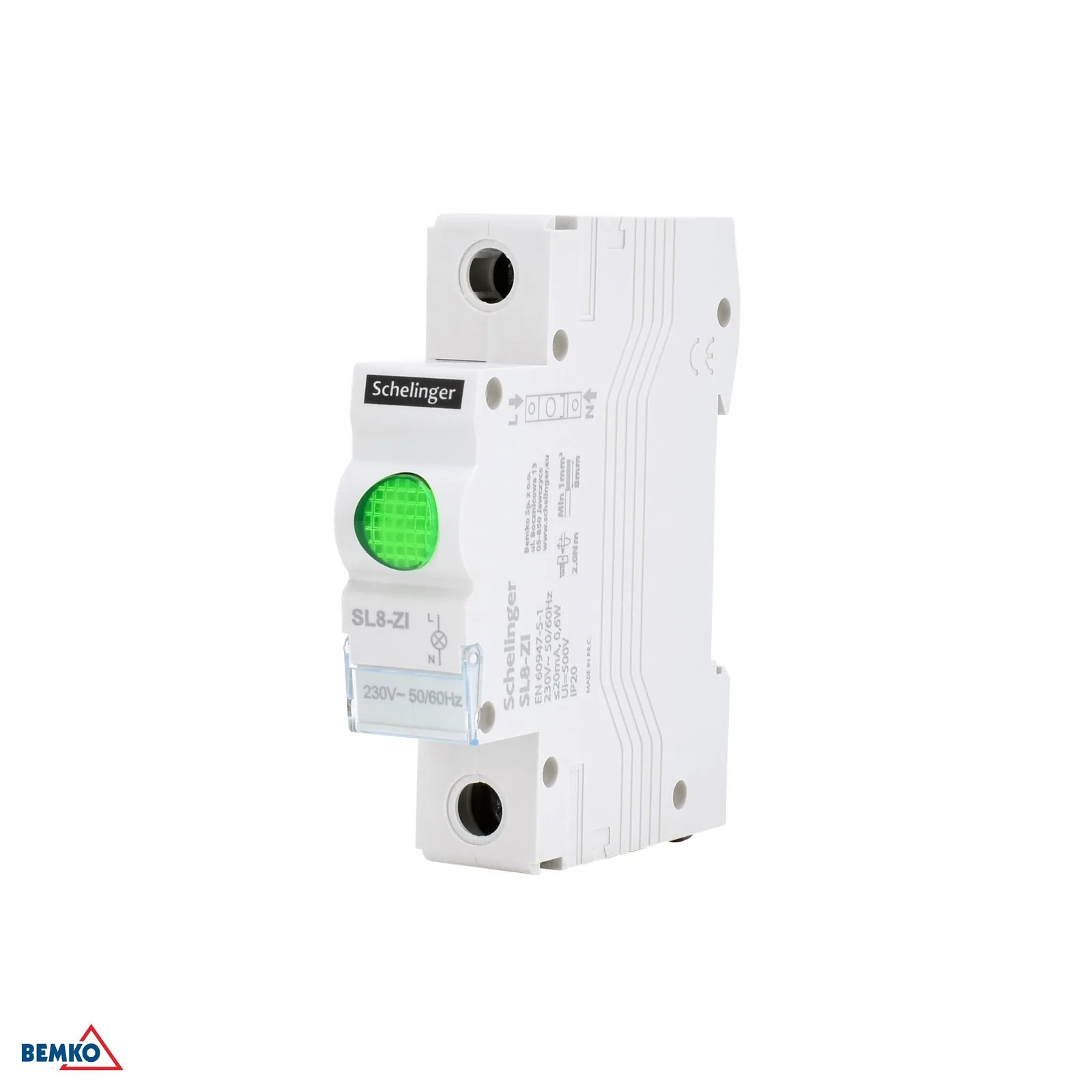 Schelinger zelená LED kontrolka 230V IP20 BM-A15-SL8-ZI