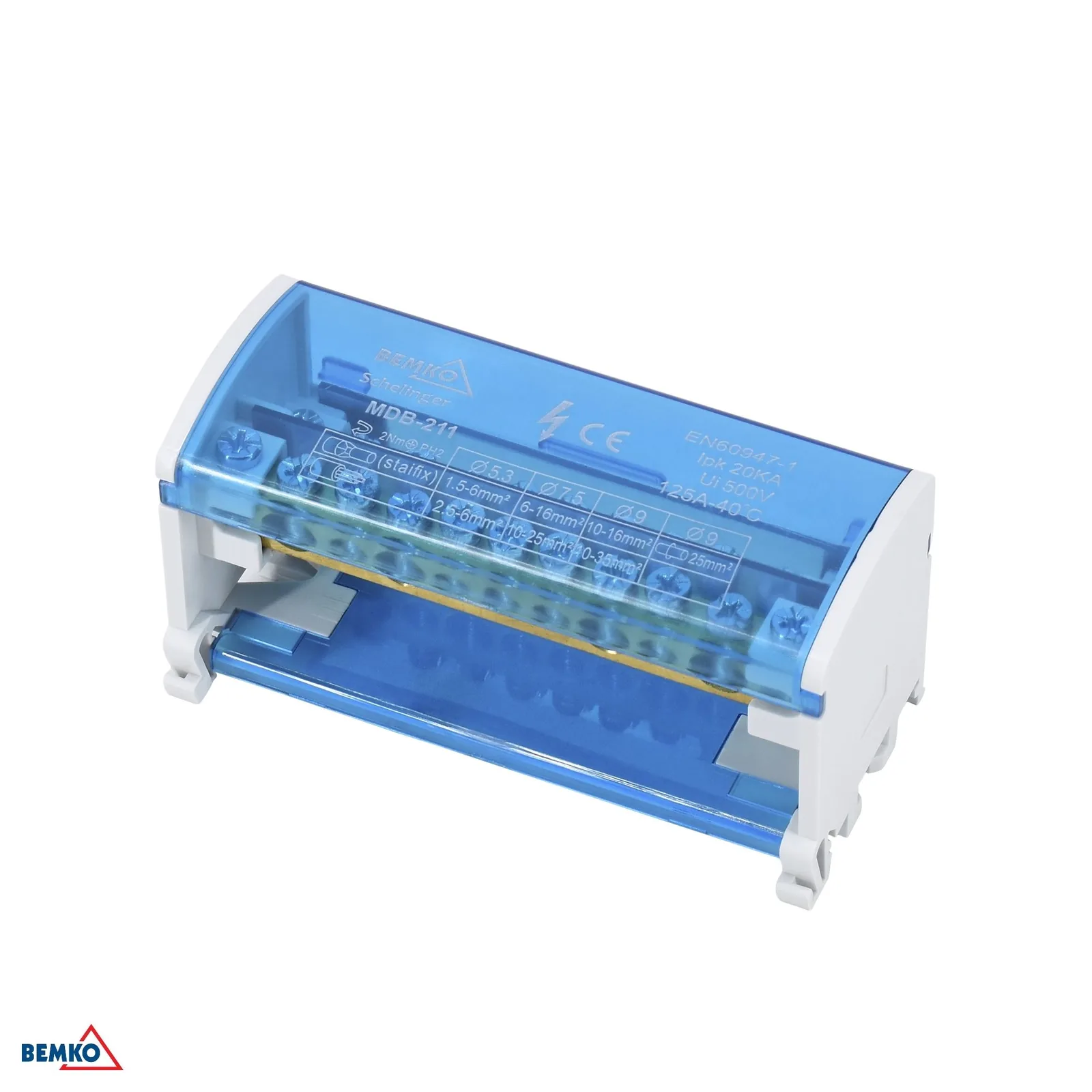 Schelinger modulový rozvodný blok na DIN lištu 2X11 125 A IP20 BM-A18-MDB-211