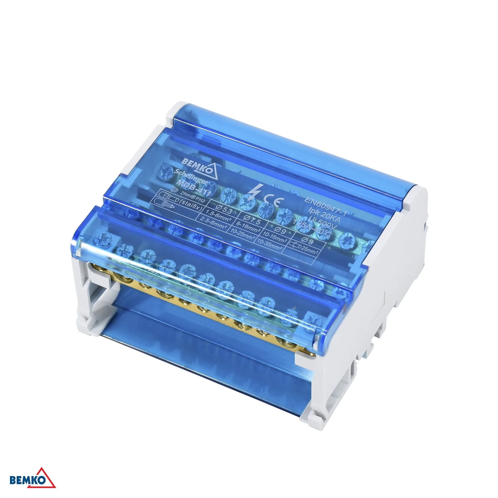 Modulový rozvodný blok na DIN lištu 125 A IP20 4X11 BM-A18-MDB-411