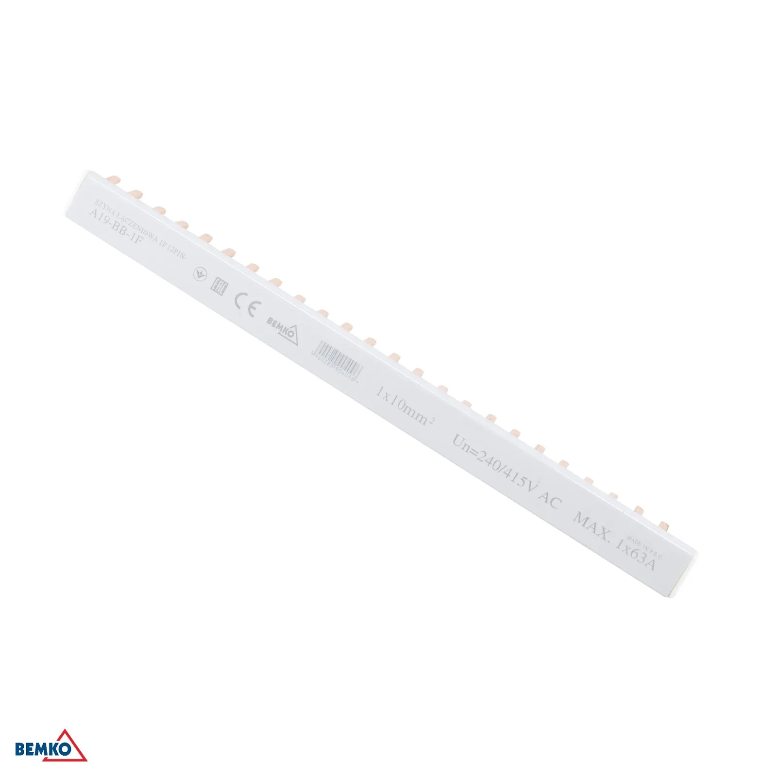 Schelinger jednofázová medená fázová lišta typu U 12 modulov 63 A BM-A19-BB-1F