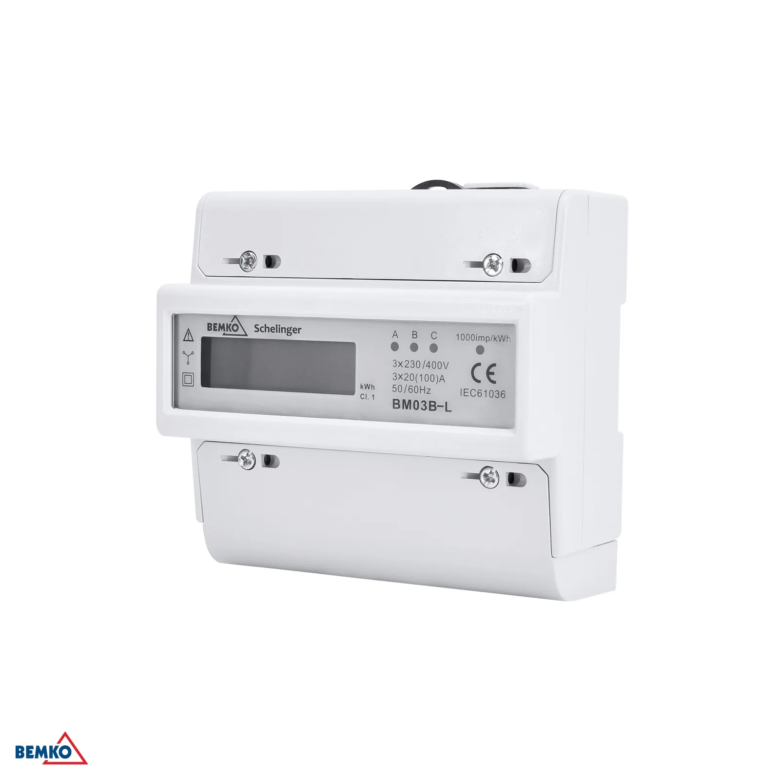 Trojfázový elektromer na DIN lištu 20(100)A, 6+1 BM-A30-BM03B-L