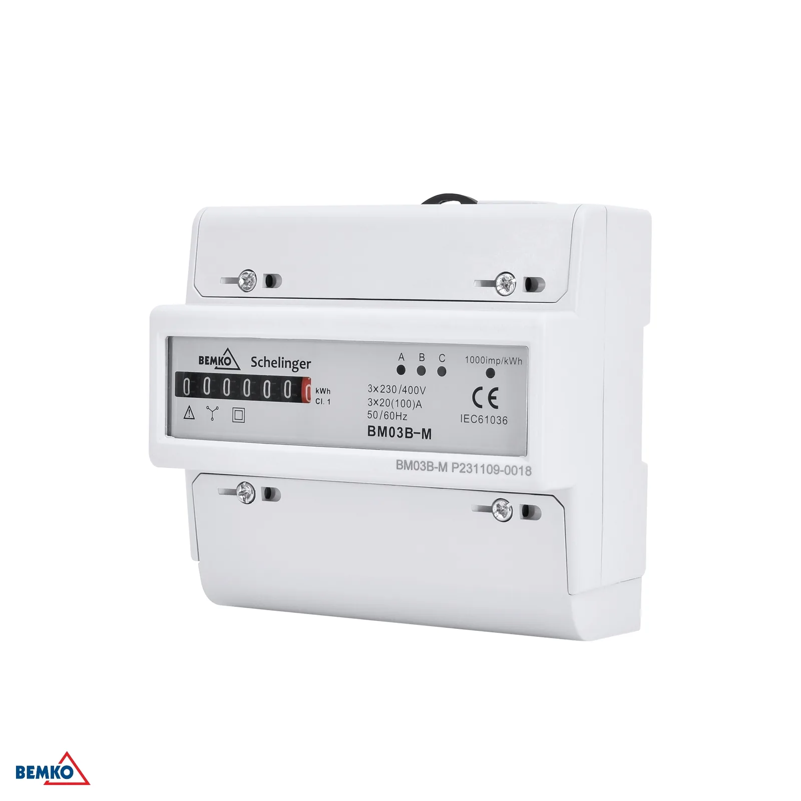 Schelinger trojfázový mechanický elektromer 20(100)A na DIN lištu BM-A30-BM03B-M