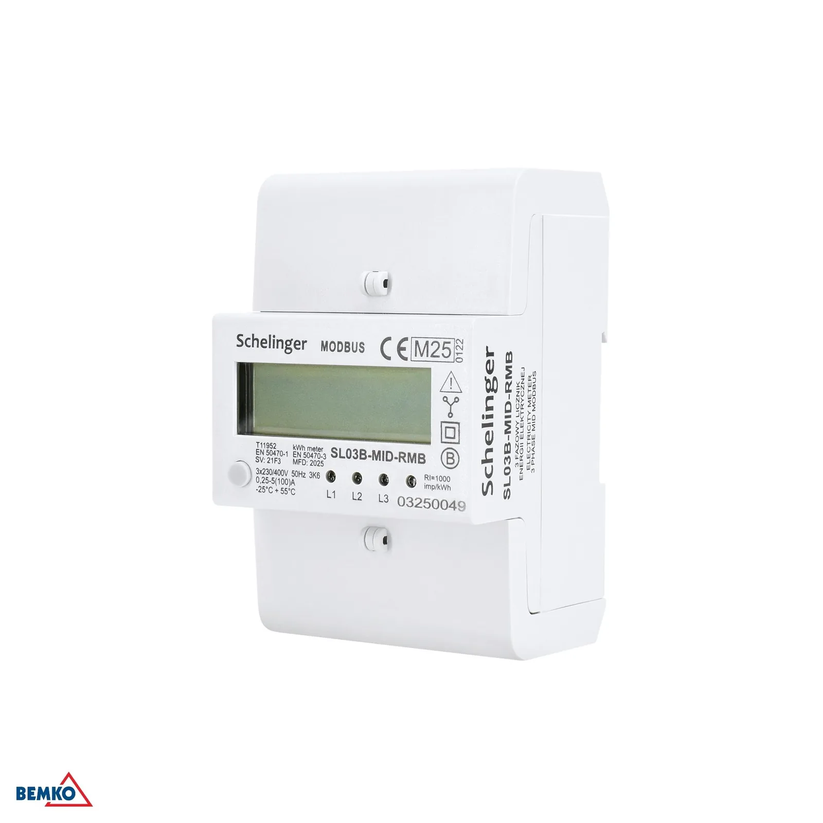 Schelinger trojfázový podružný elektromer s Modbusom na DIN lištu 100A BM-A31-SL03B-MID-RMB
