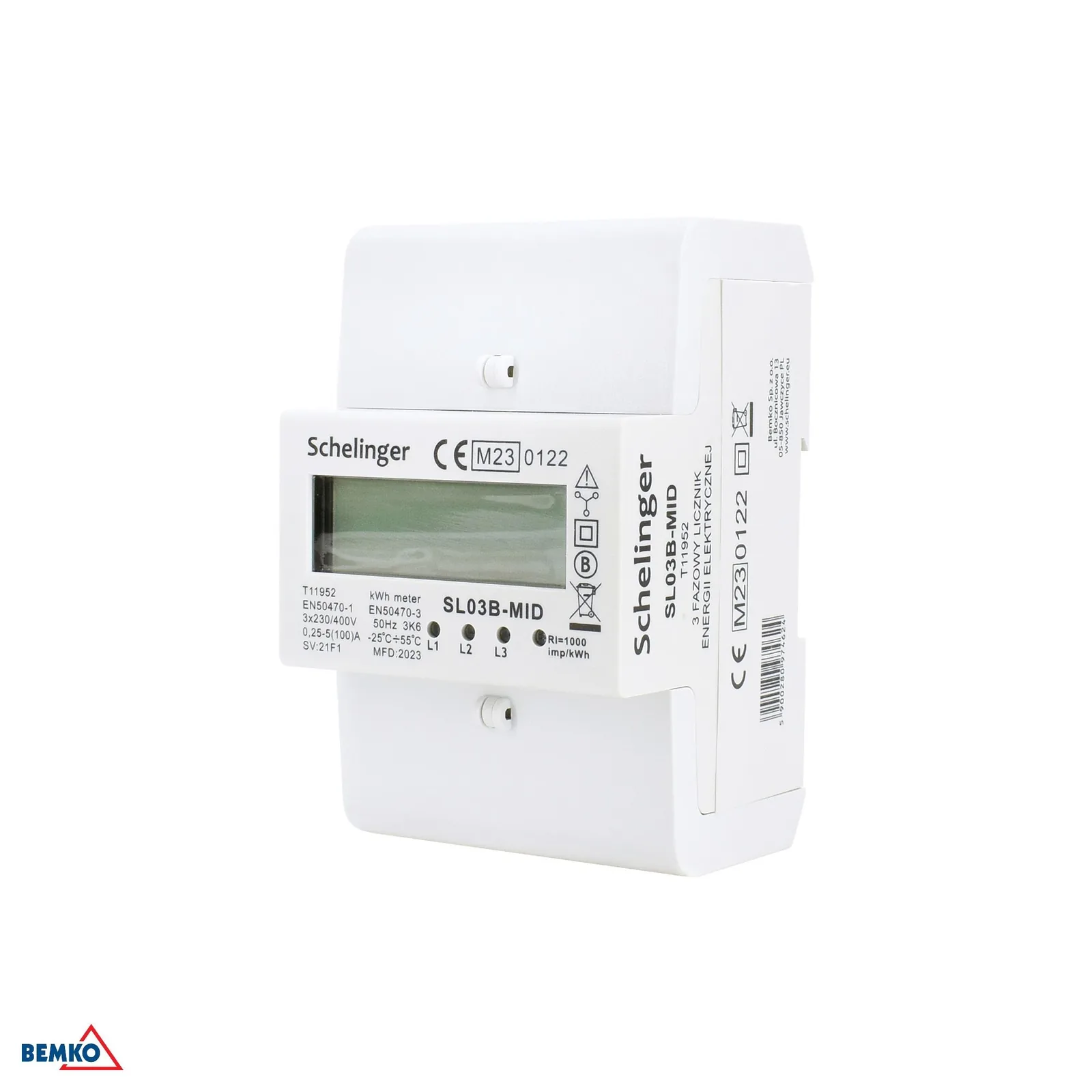 Trojfázový elektromer na DIN lištu 100A, 4-modulový Schelinger BM-A31-SL03B-MID