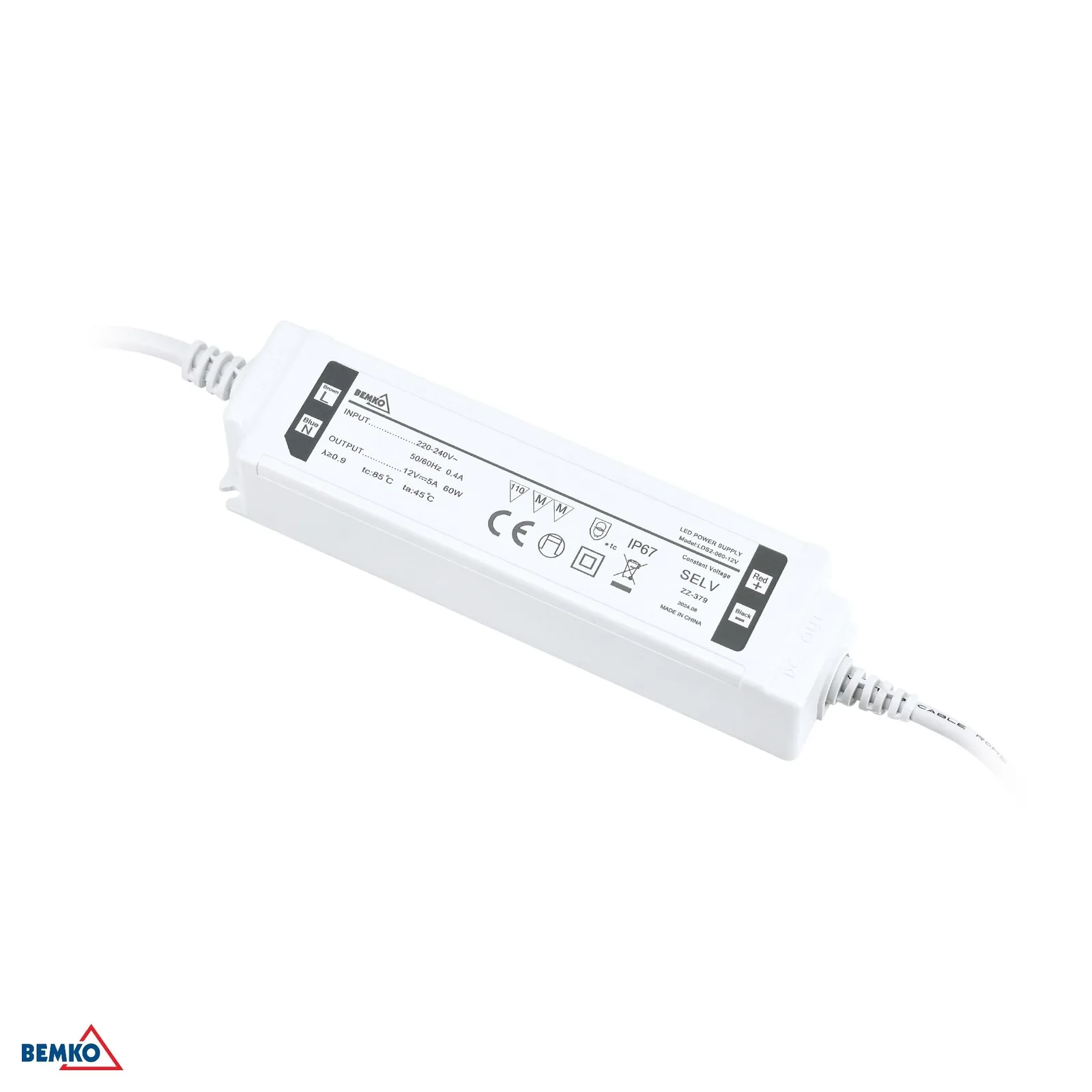 Bemko hermetický LED napájací zdroj 12V 60W IP67 BM-B42-LDS2-060-12V