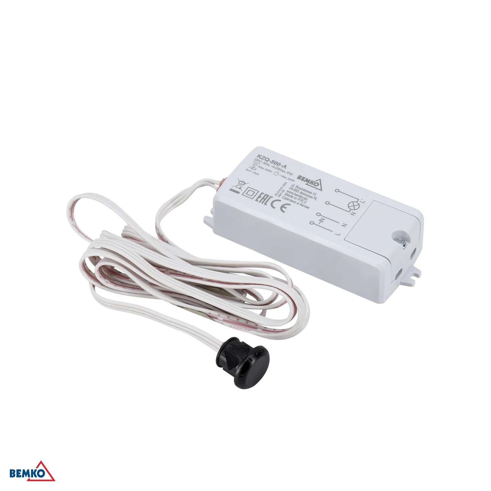Bemko pohybový senzor 230V 500W biely IP20 BM-B53-KZQ-500-A
