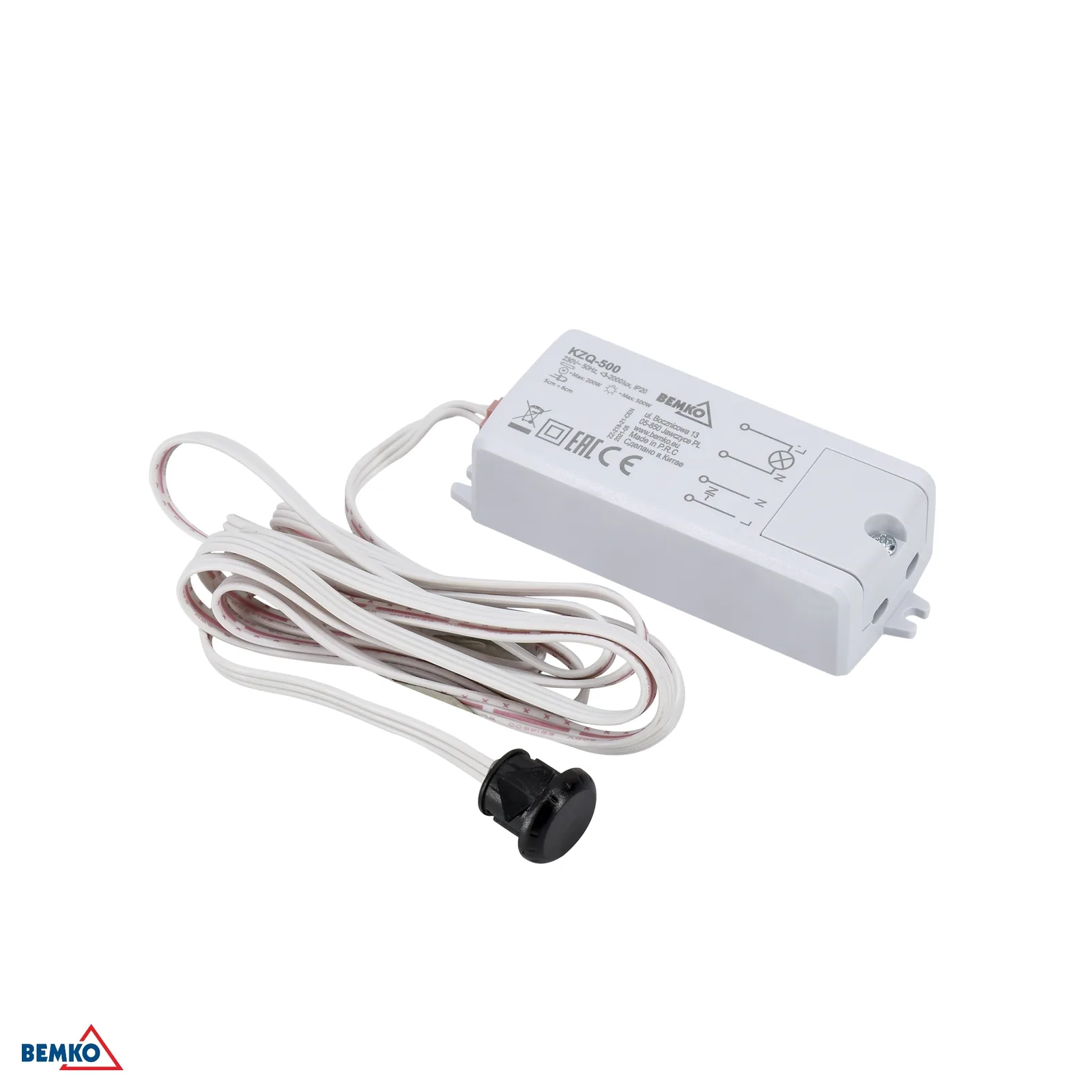 Bemko pohybový senzor 230V, 500W, IP20, biely BM-B53-KZQ-500