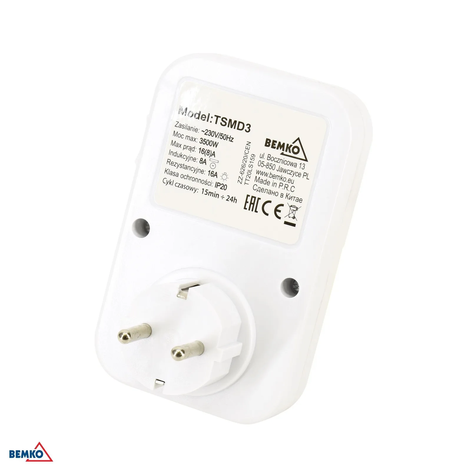 Bemko mechanické časové spínacie hodiny do zásuvky 24 h schuko 16 A BM-B62-TSMD3