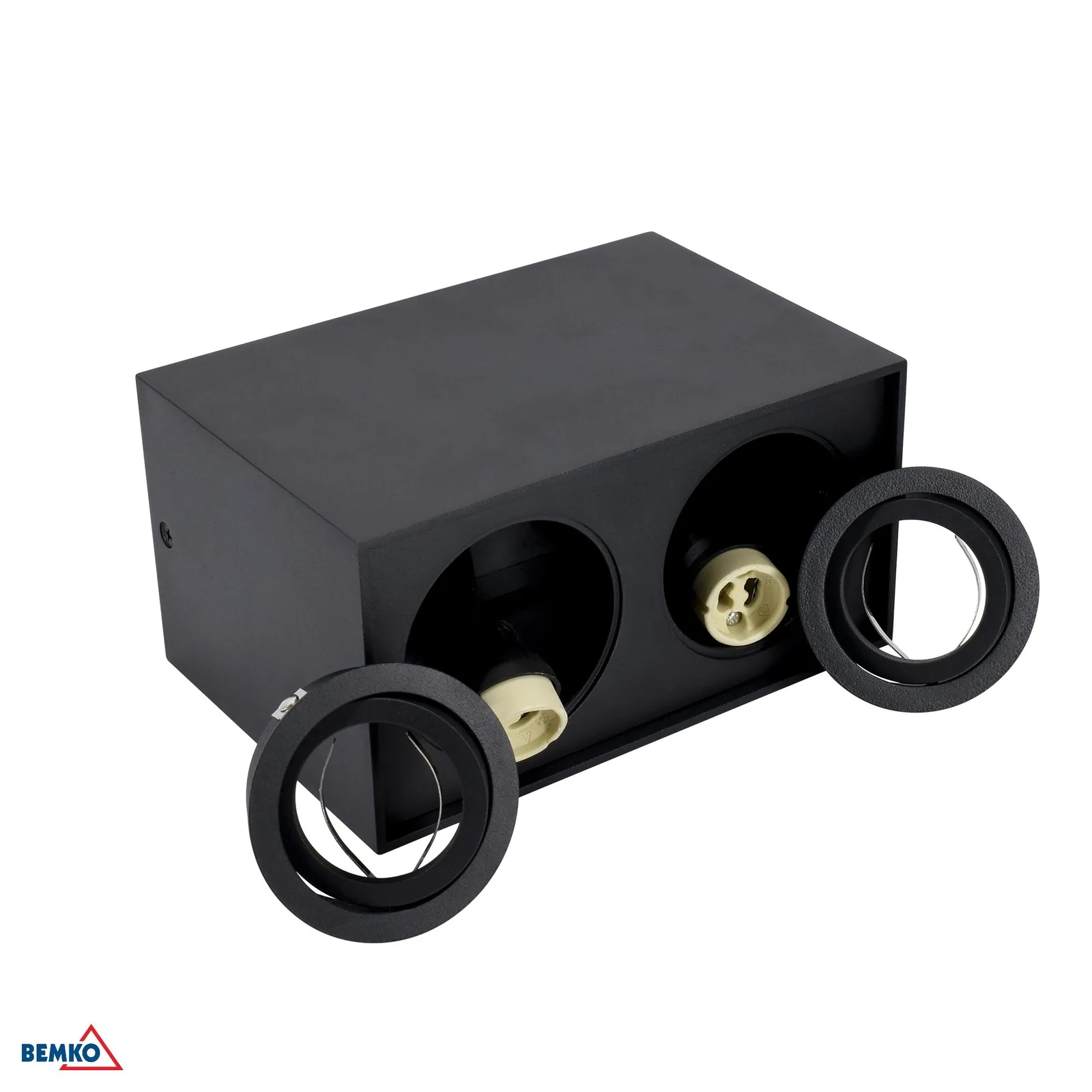 Bemko čierne zapustené bodové svietidlo GU10 2X50W 182×96 mm BM-C23-DLO-AS-GU10-250-BL