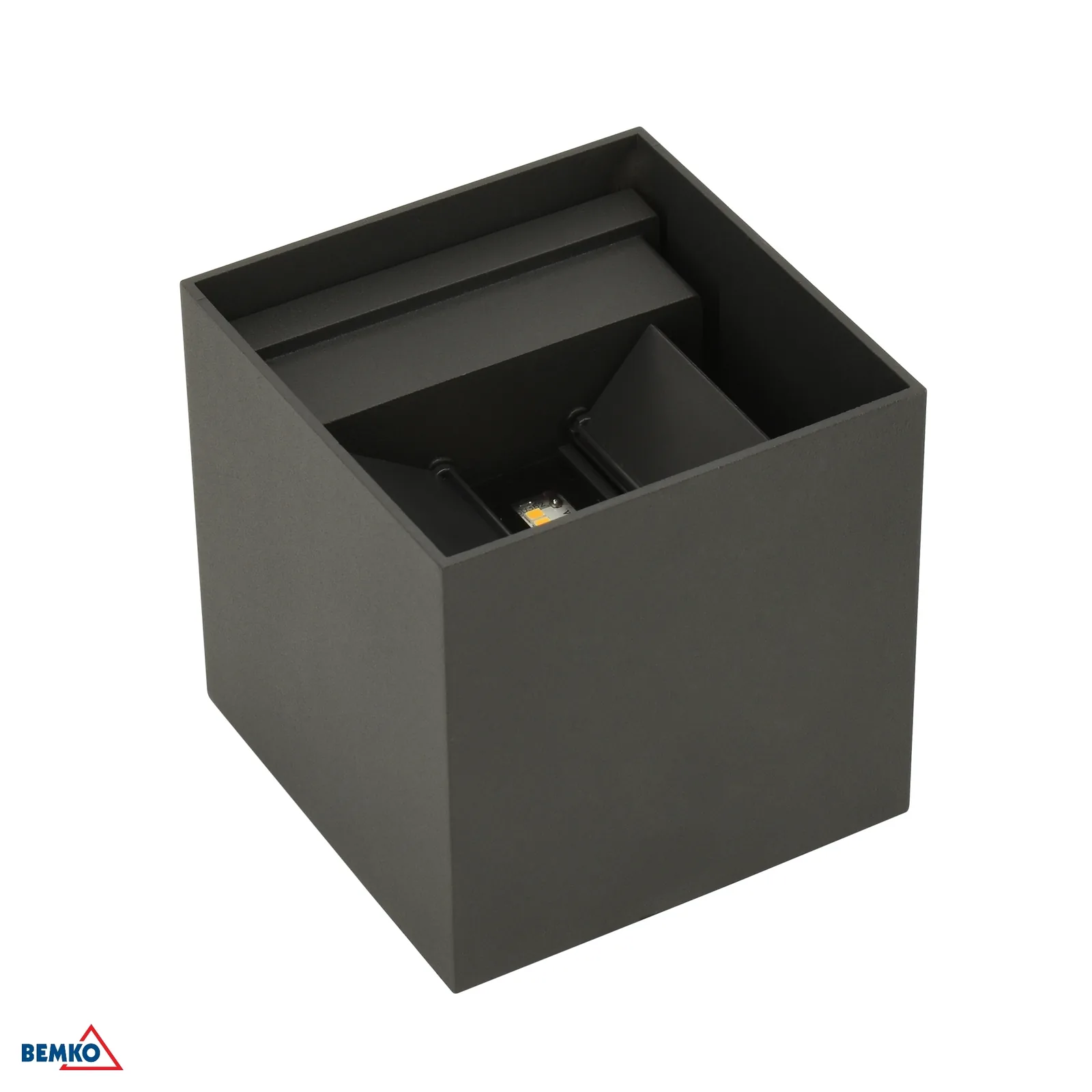 Bemko exteriérové nástenné LED svietidlo 12W 4000K IP65, grafitové, štvorcové 100 × 100 × 100 mm BM-C25-EL2-KS-205GR-4K