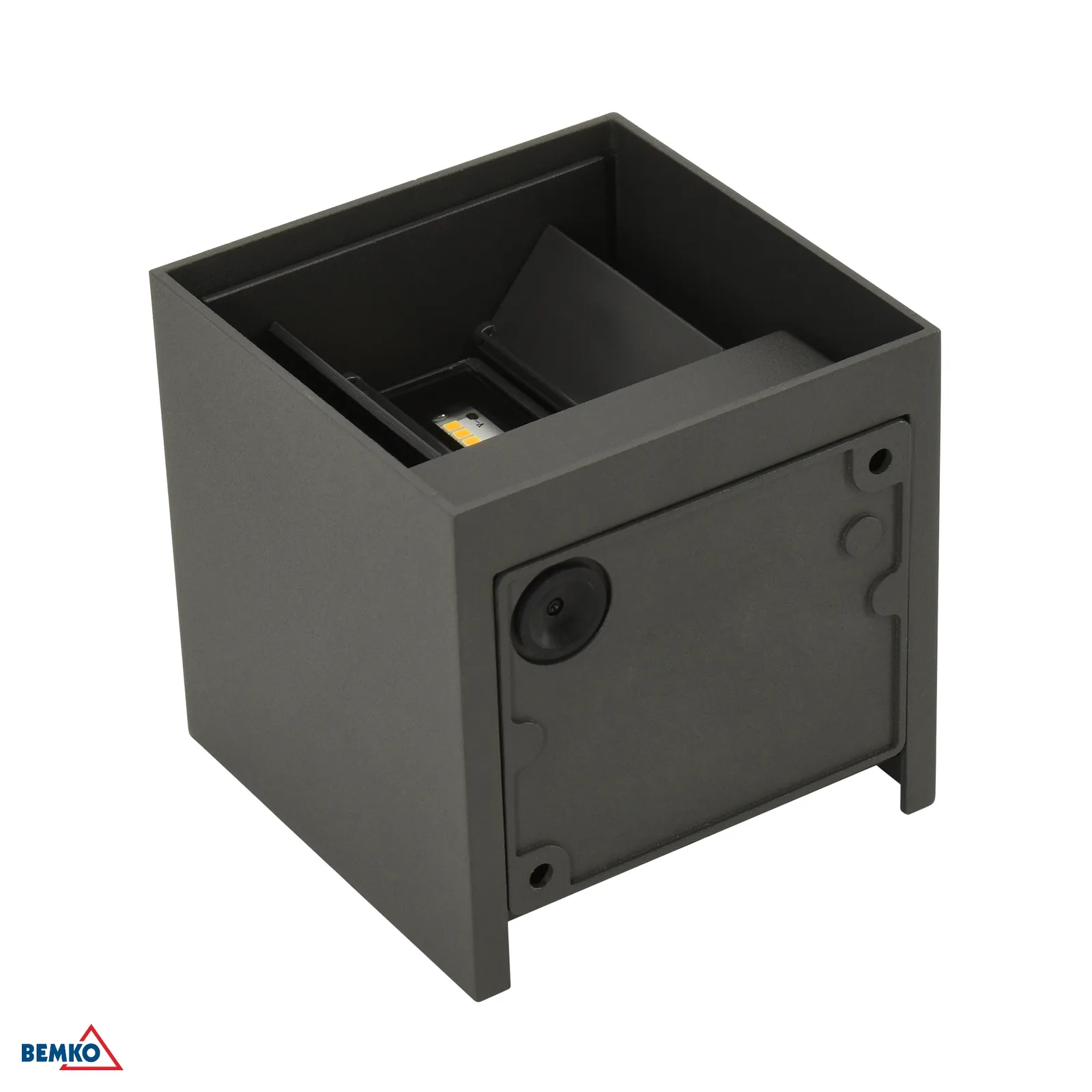 Bemko exteriérové nástenné LED svietidlo 12W 4000K IP65, grafitové, štvorcové 100 × 100 × 100 mm BM-C25-EL2-KS-205GR-4K